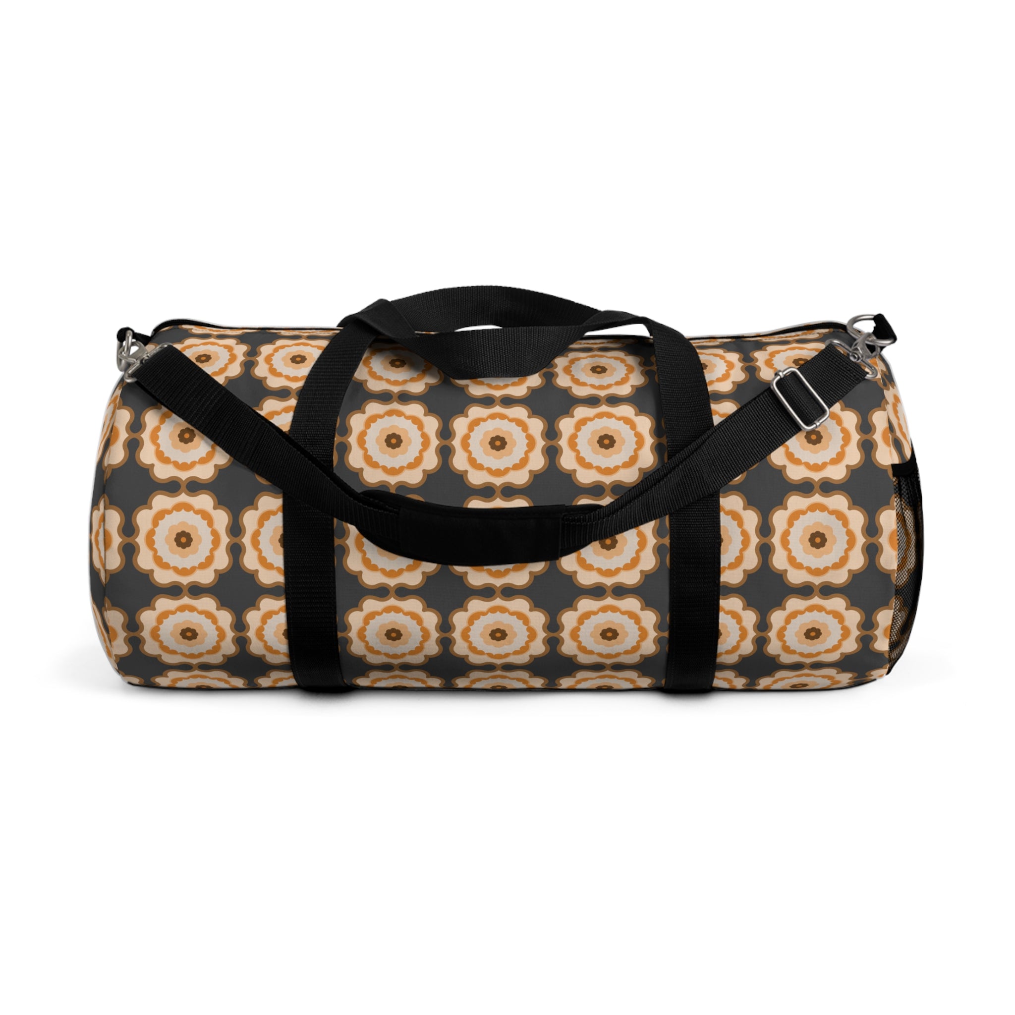 Retro Floral Pattern Duffel Bag – Beige Brown Boho Travel Gym Tote