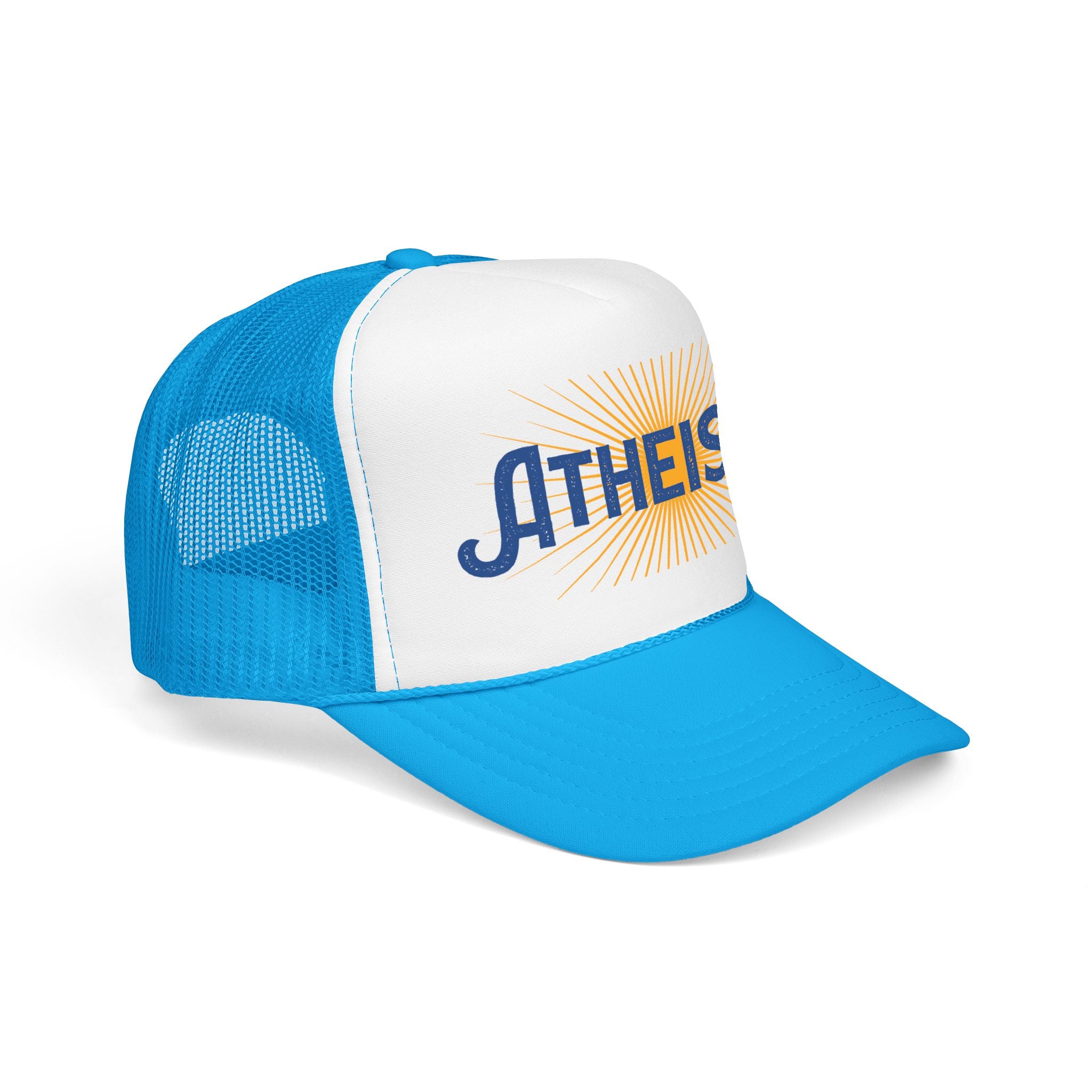Atheist Foam Trucker Hat — Retro Sunburst Logo Cap