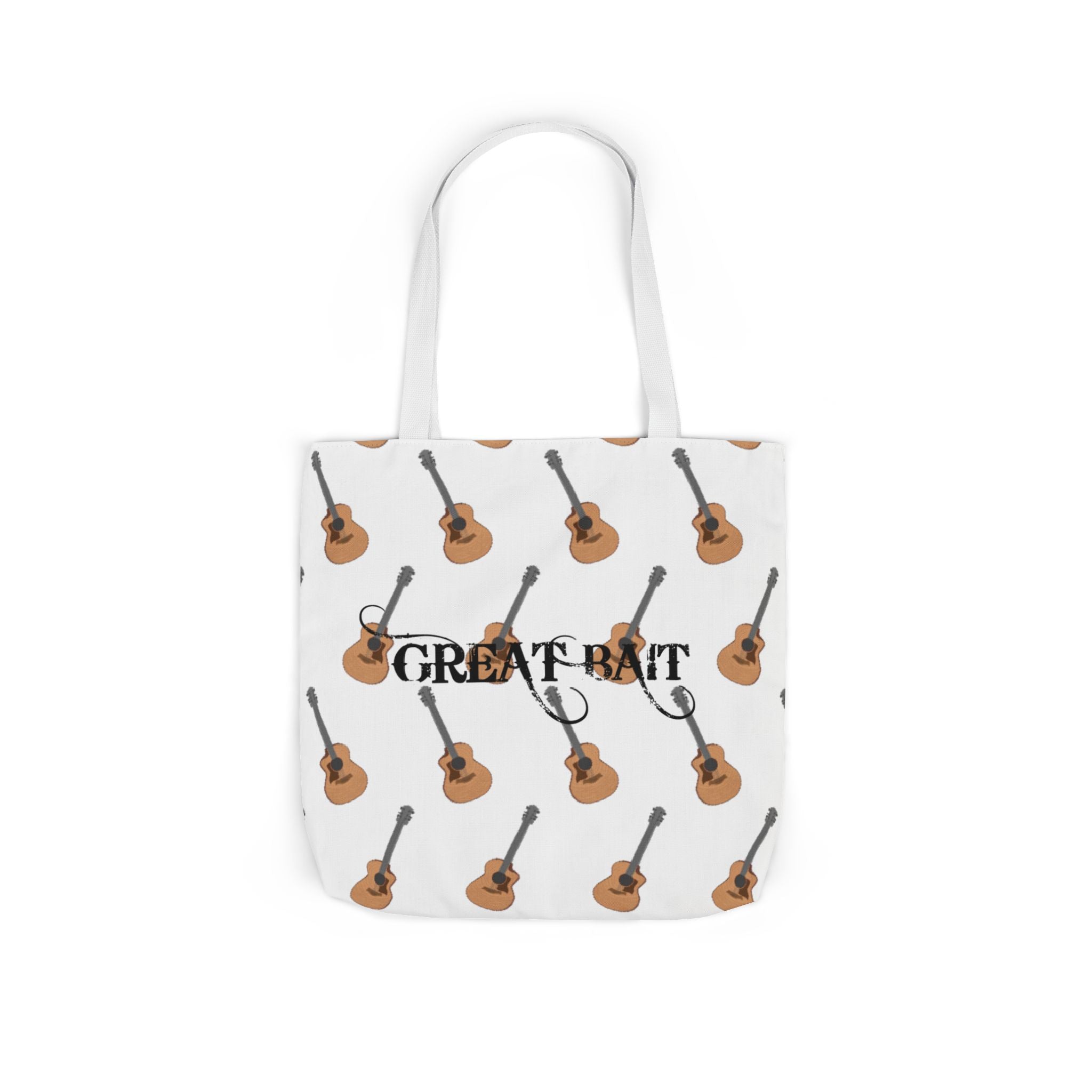 Great Bait, Acoustic Guitar Pattern Canvas Tote  Music Lover Shoulder Bag