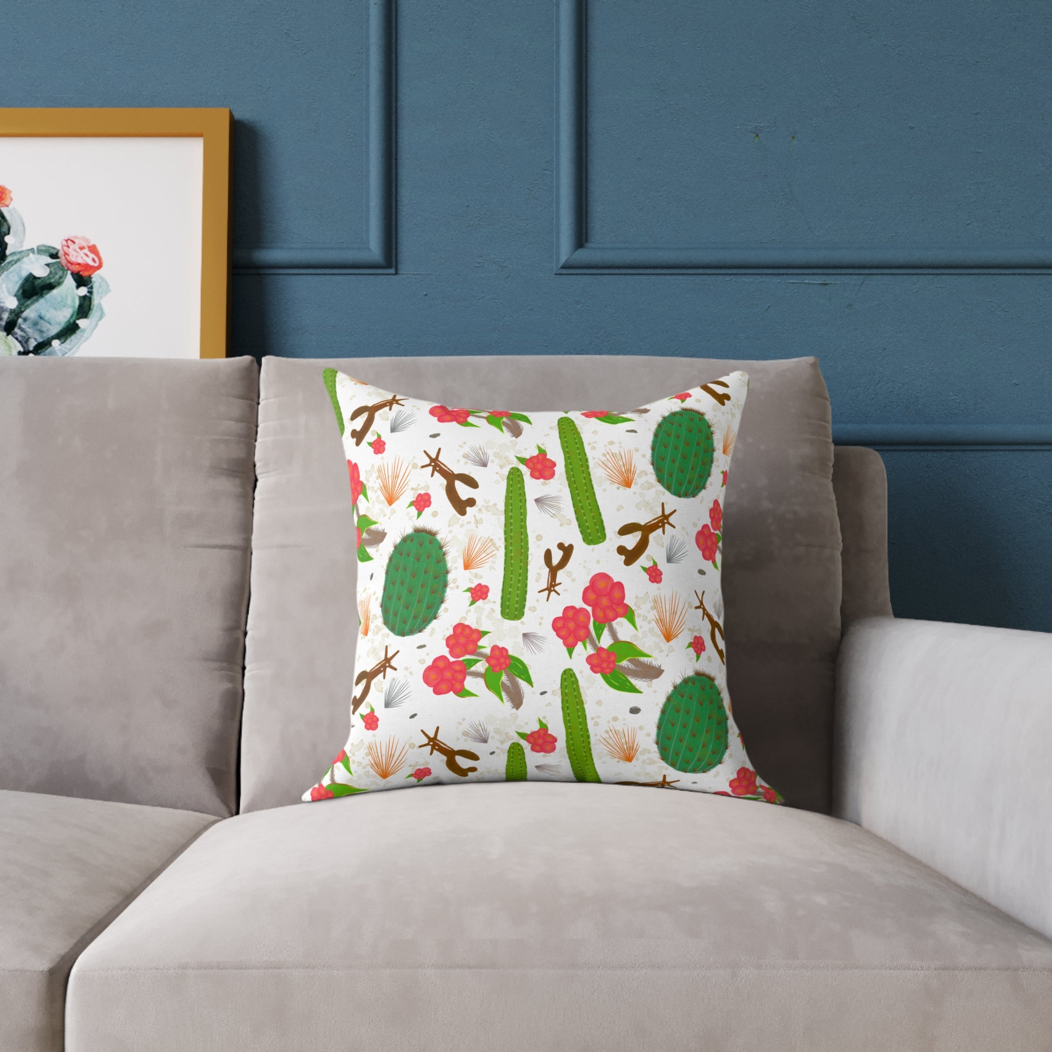 Cactus Pattern Square Pillow — Prickly Paradise Throw Cushion