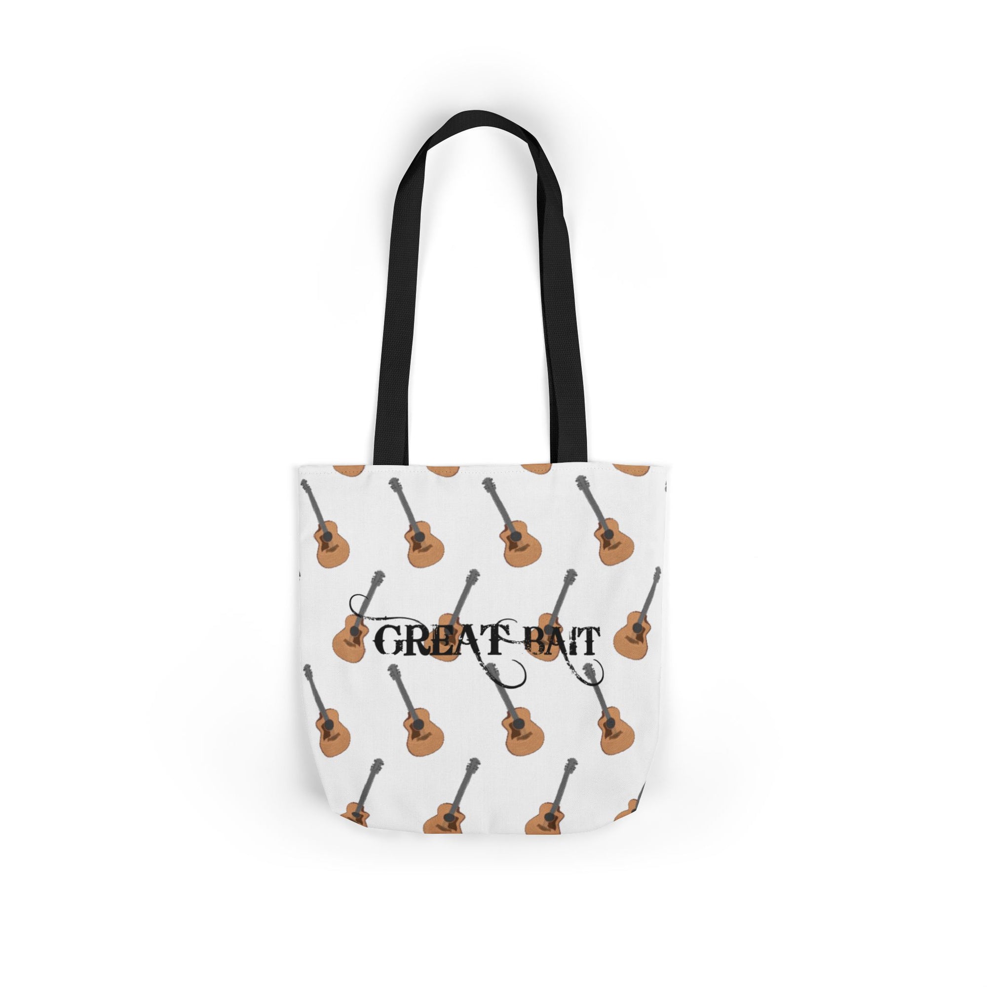 Great Bait, Acoustic Guitar Pattern Canvas Tote  Music Lover Shoulder Bag