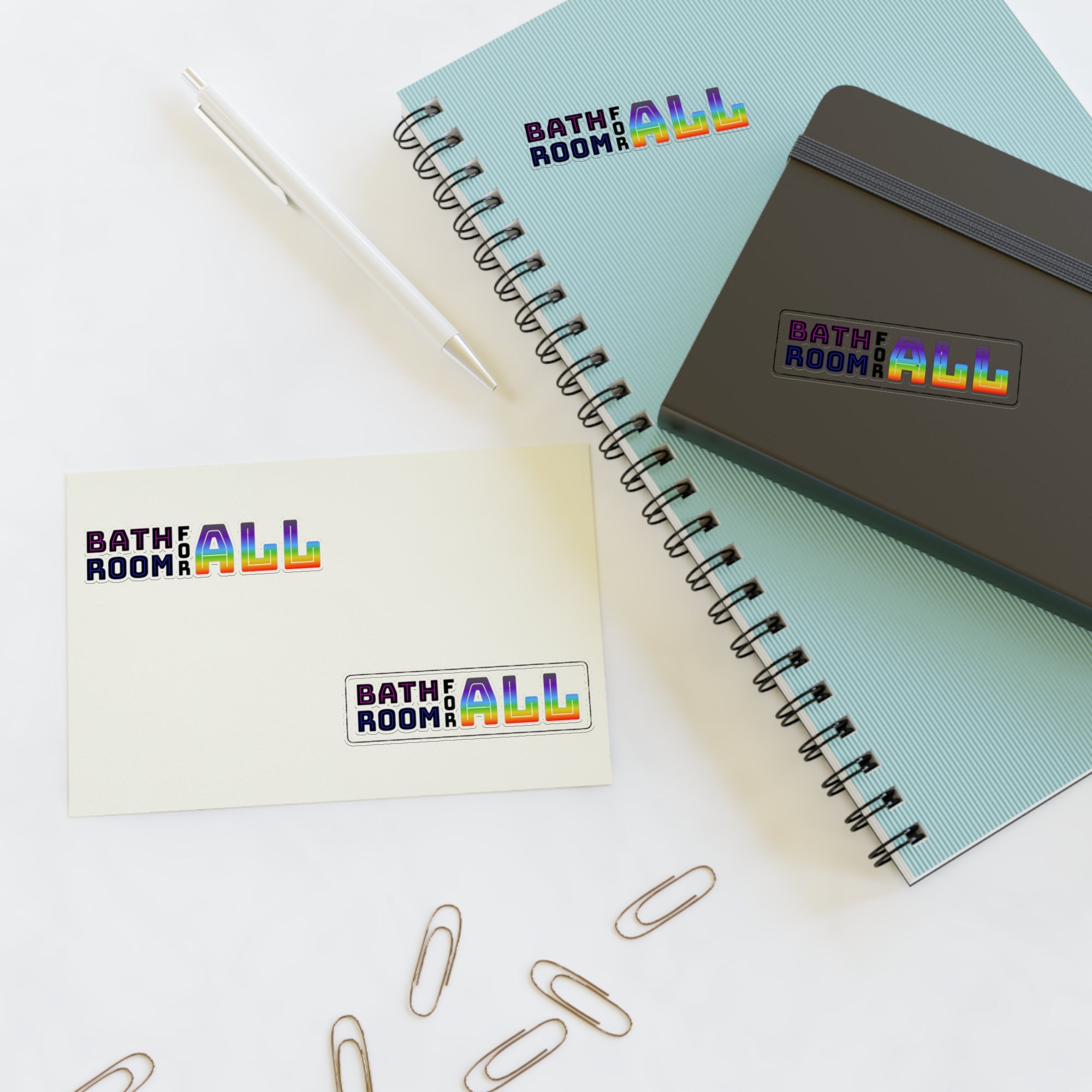 Bathroom For All Rainbow Sticker Sheet — Pride Inclusion Stickers (Bathroom For All)