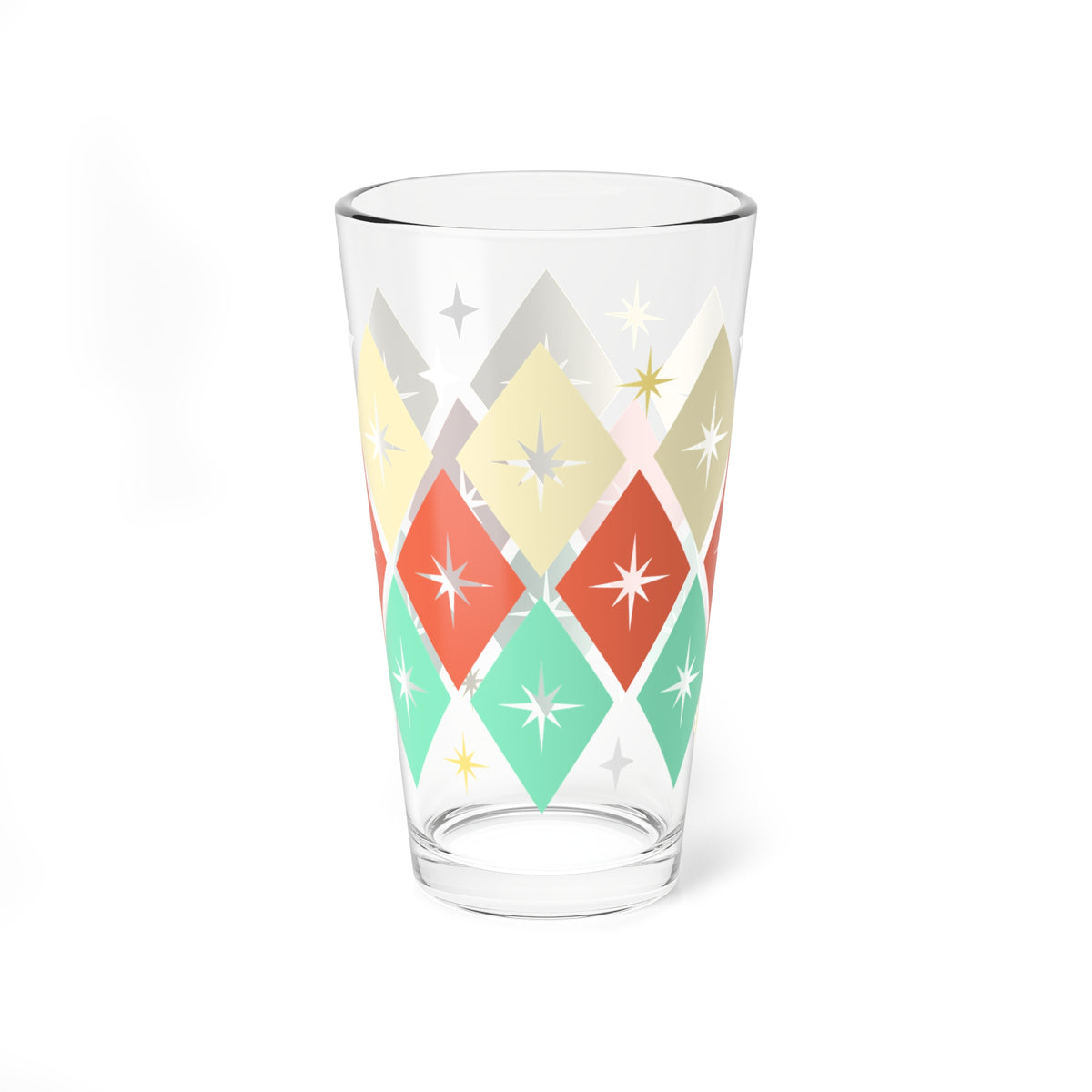 Mid-Century Diamond Mixing Glass — 16oz Retro Cocktail Shaker Glass