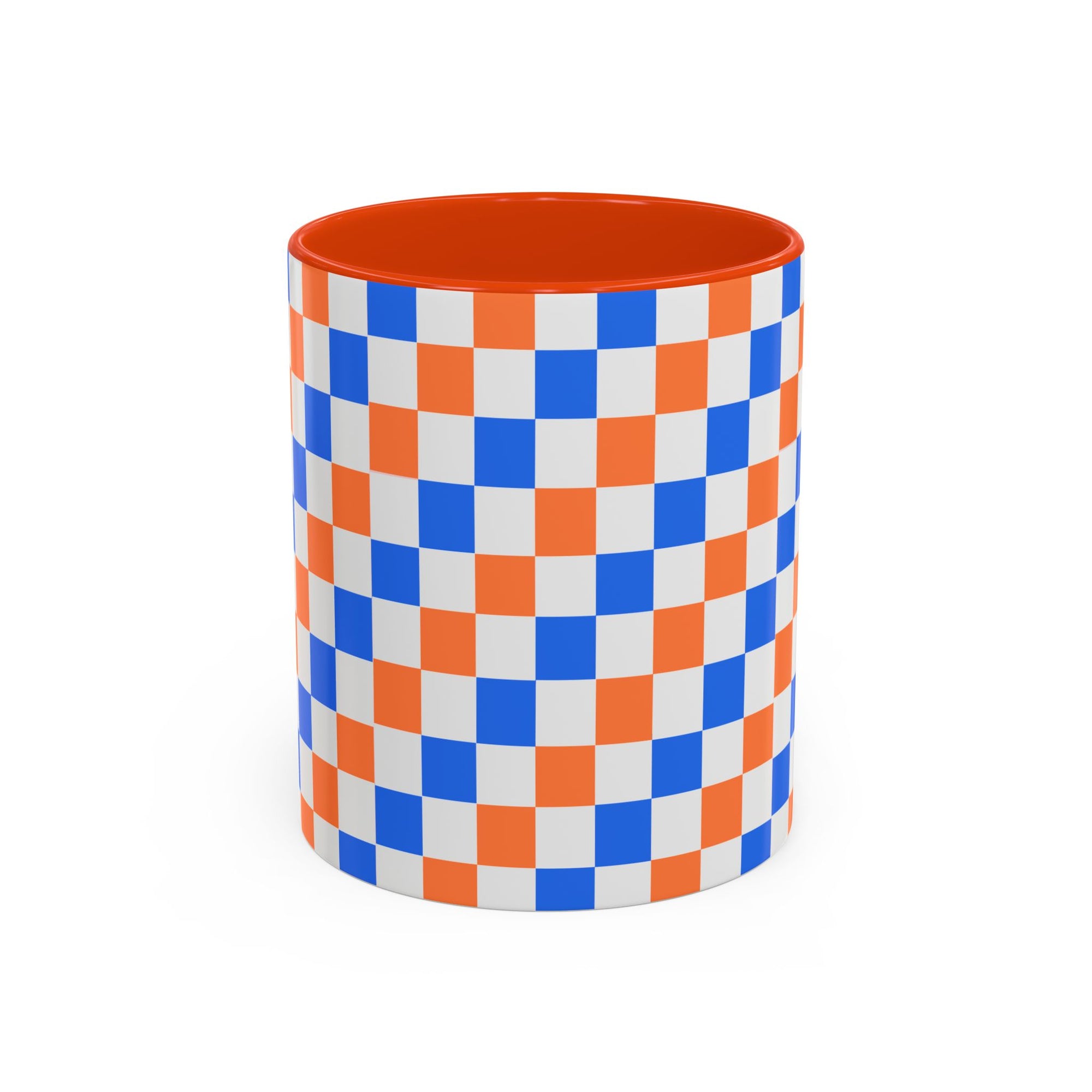Blue & Orange Checkerboard Ceramic Mug (11oz/15oz)