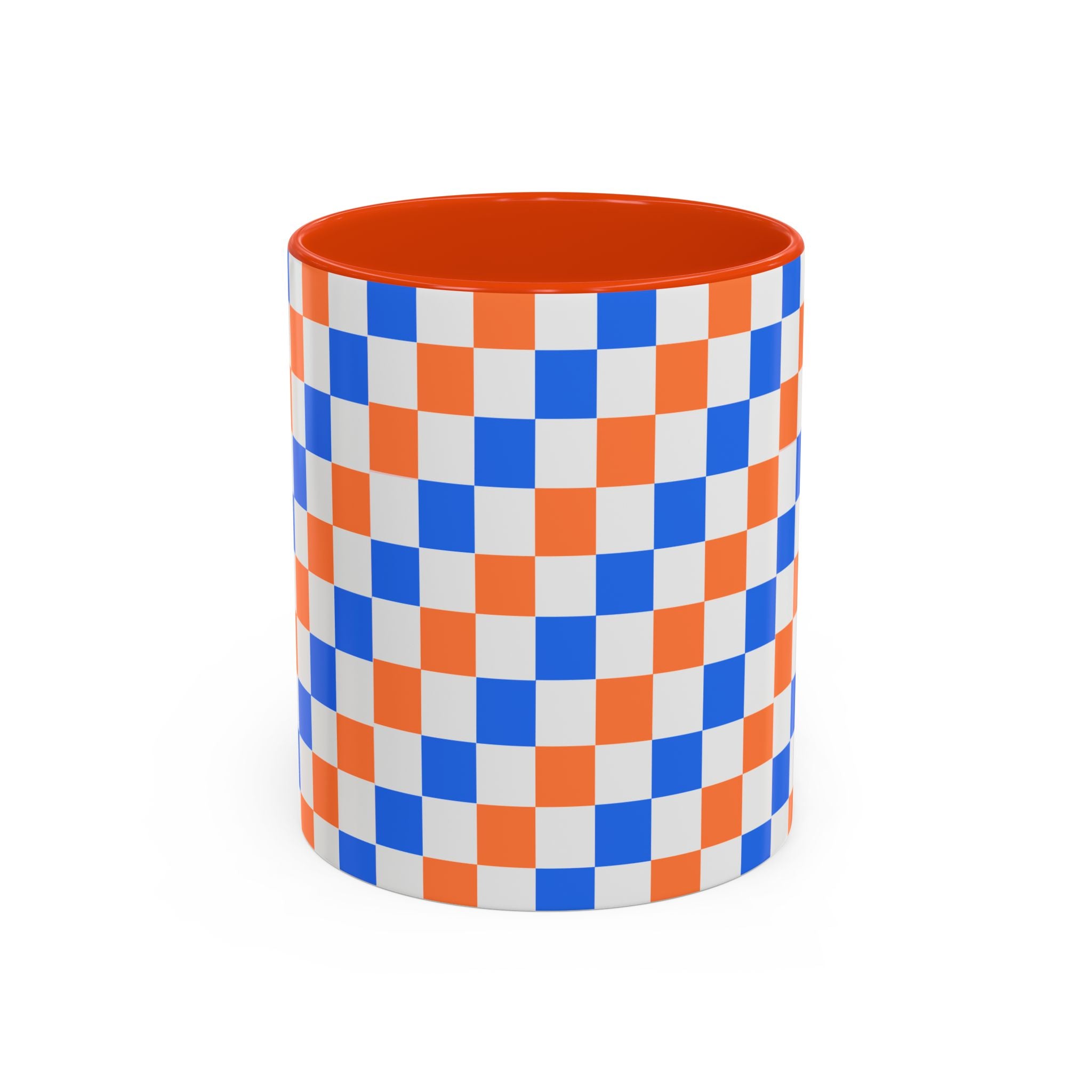 Blue & Orange Checkerboard Ceramic Mug (11oz/15oz)