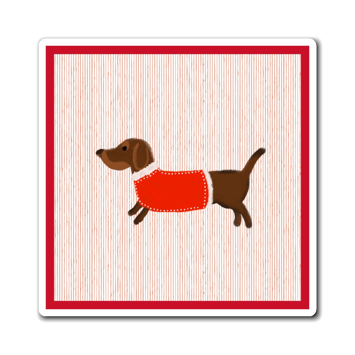Dachshund Magnet — Cute Wiener Dog in Red Sweater Refrigerator Magnet