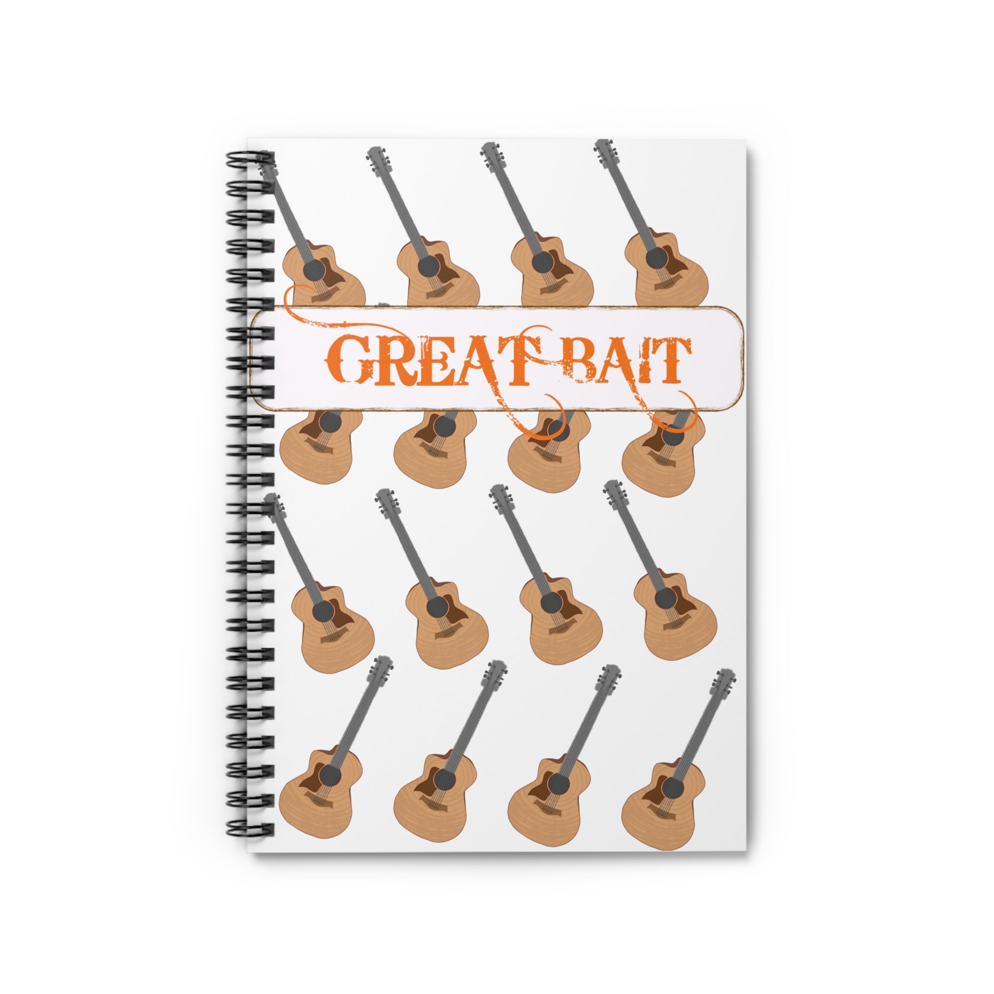 Guitar Pattern Spiral Notebook — "Great Bait" Ruled Journal for Musicians & Songwriters