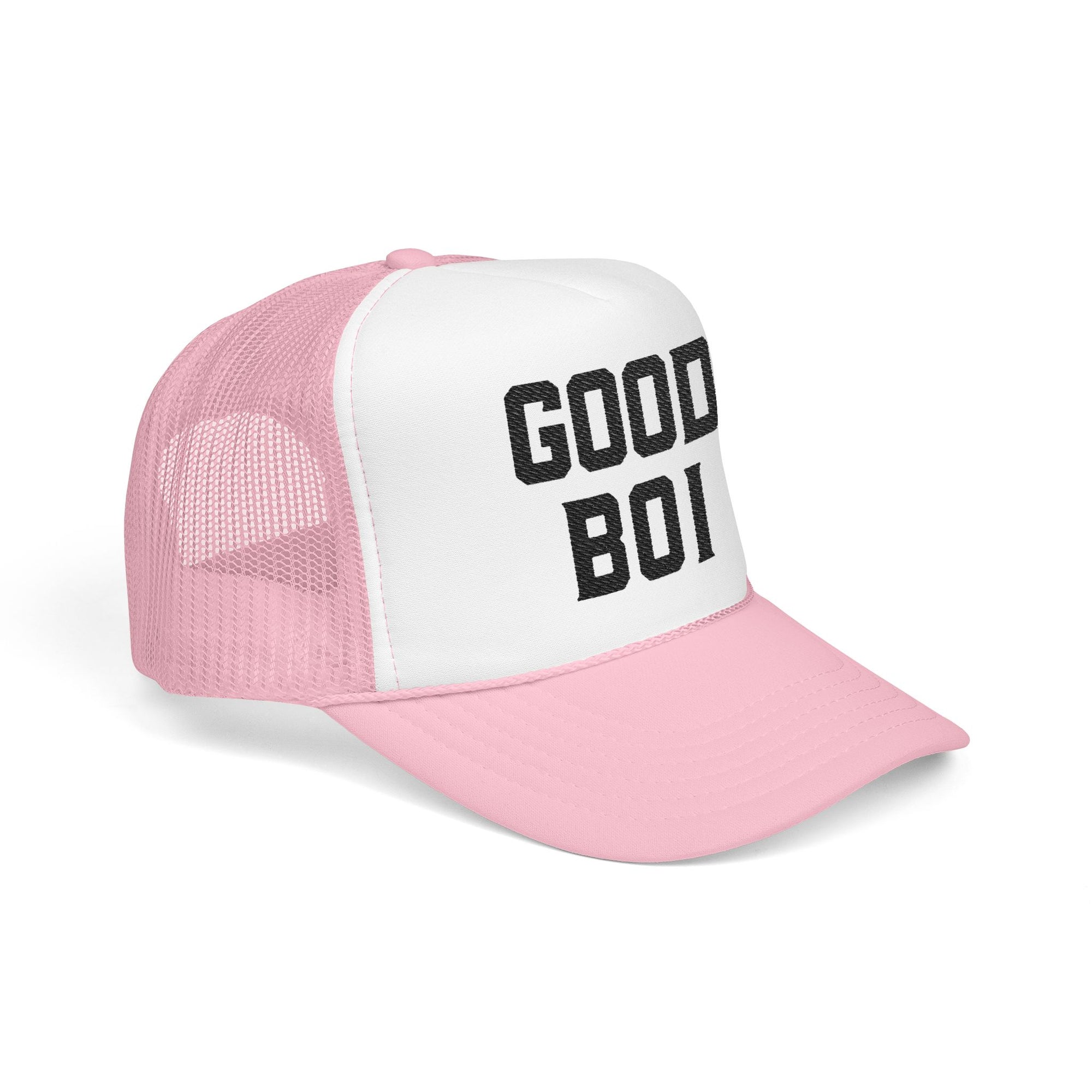 Good Boi Embroidered Trucker Hat — Classic Foam Mesh Cap
