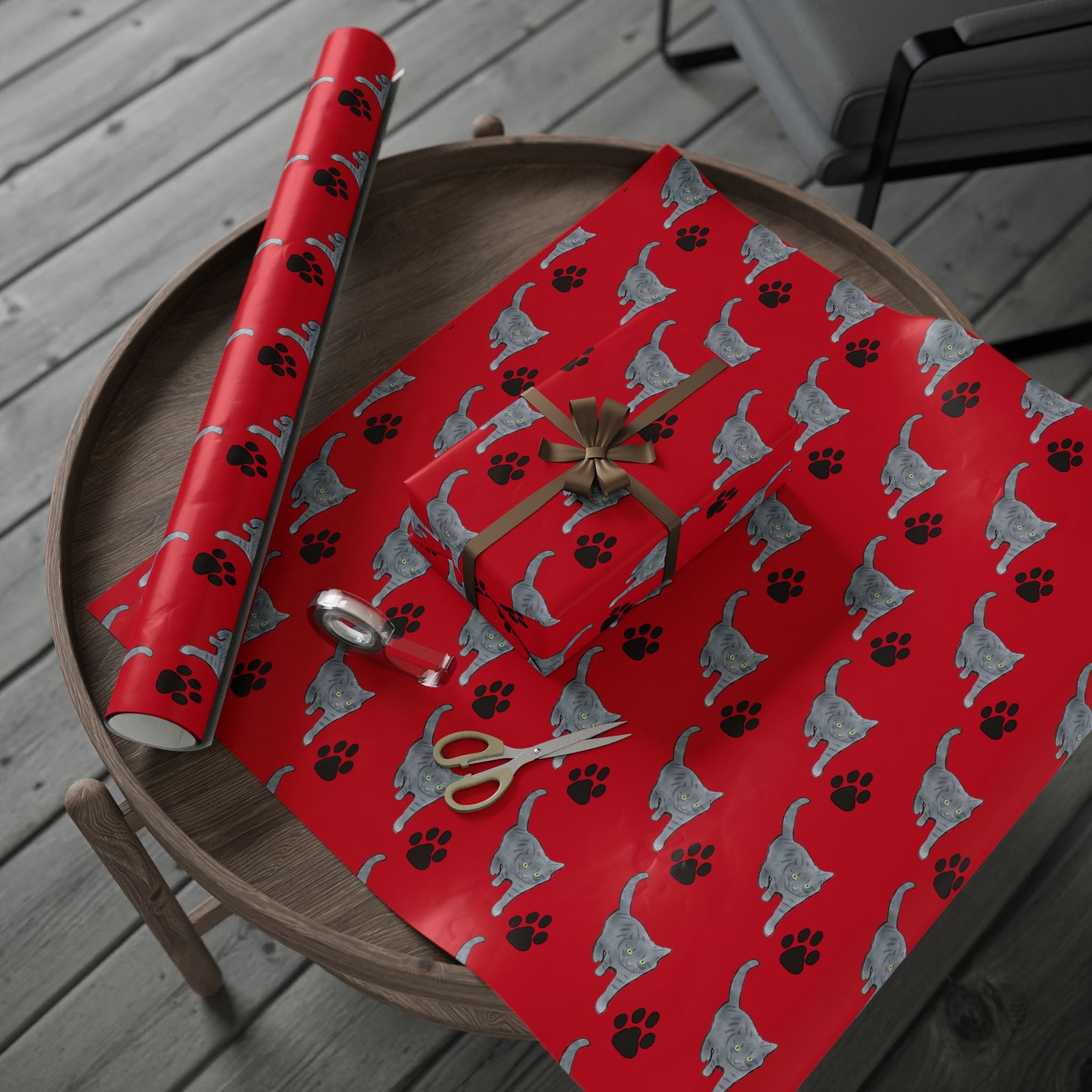 Cat Paw Print Wrapping Paper