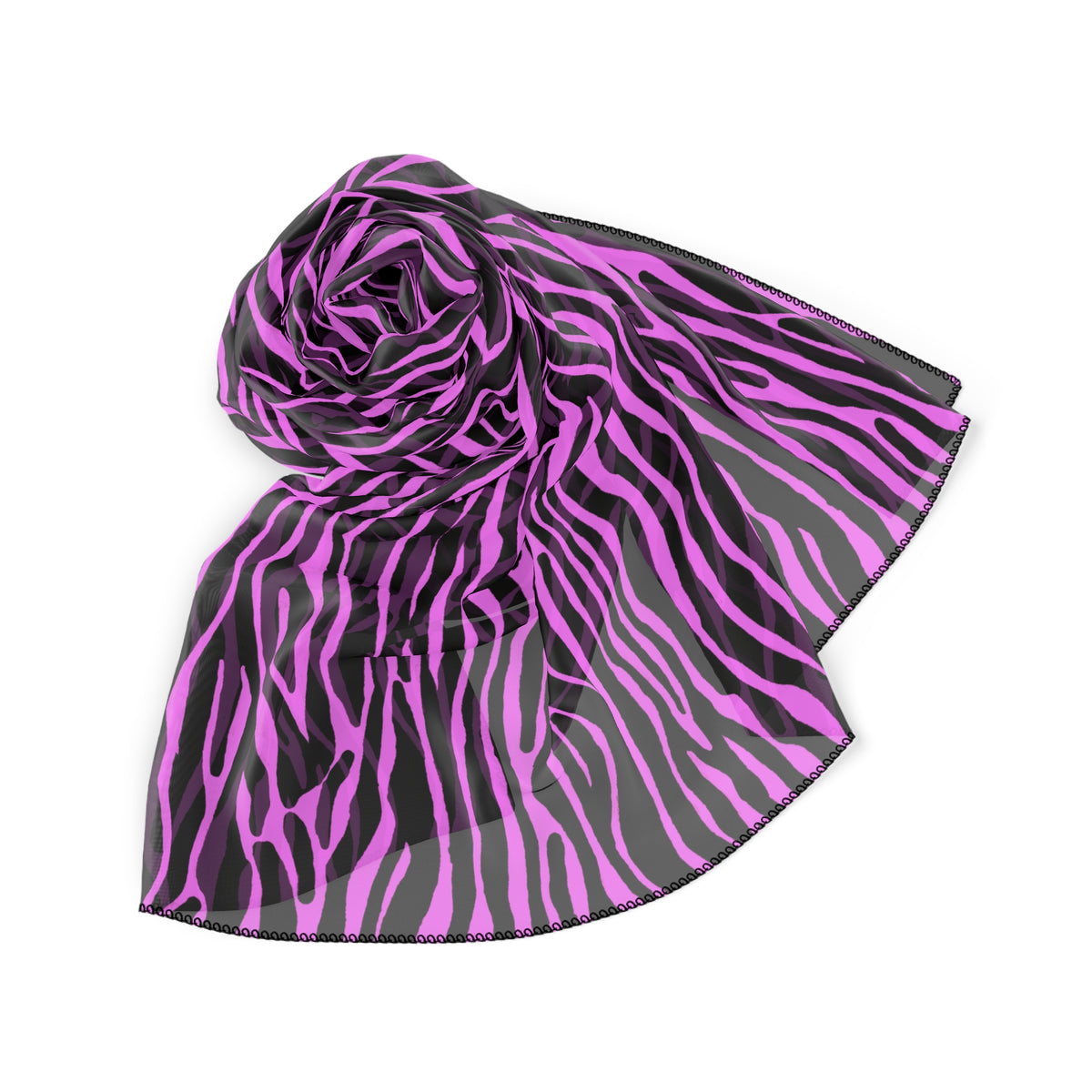 Zebra Stripe Scarf — Pink & Black Animal Print Polyester Scarf