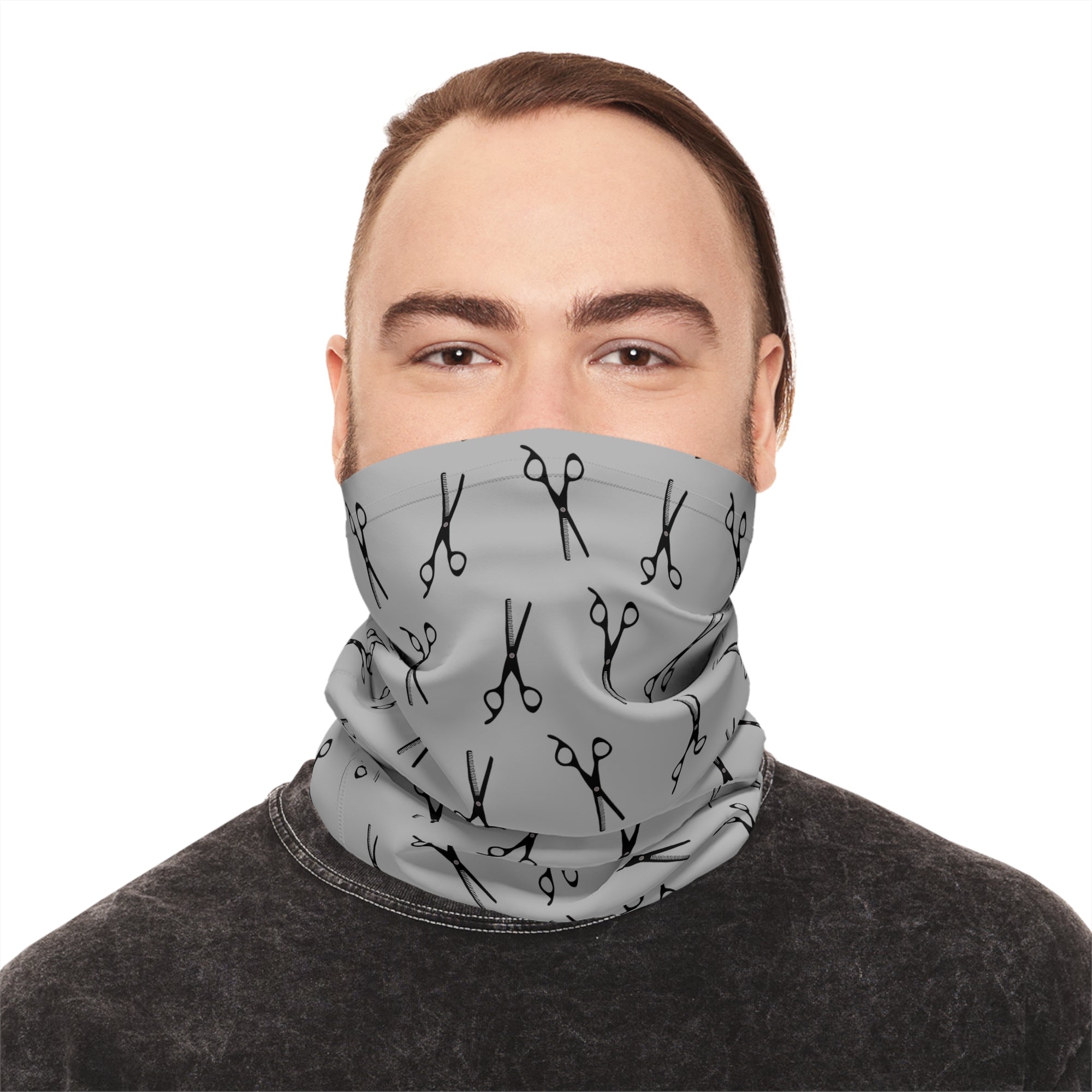 Scissors Pattern Neck Gaiter — Lightweight Hairdresser Face Mask
