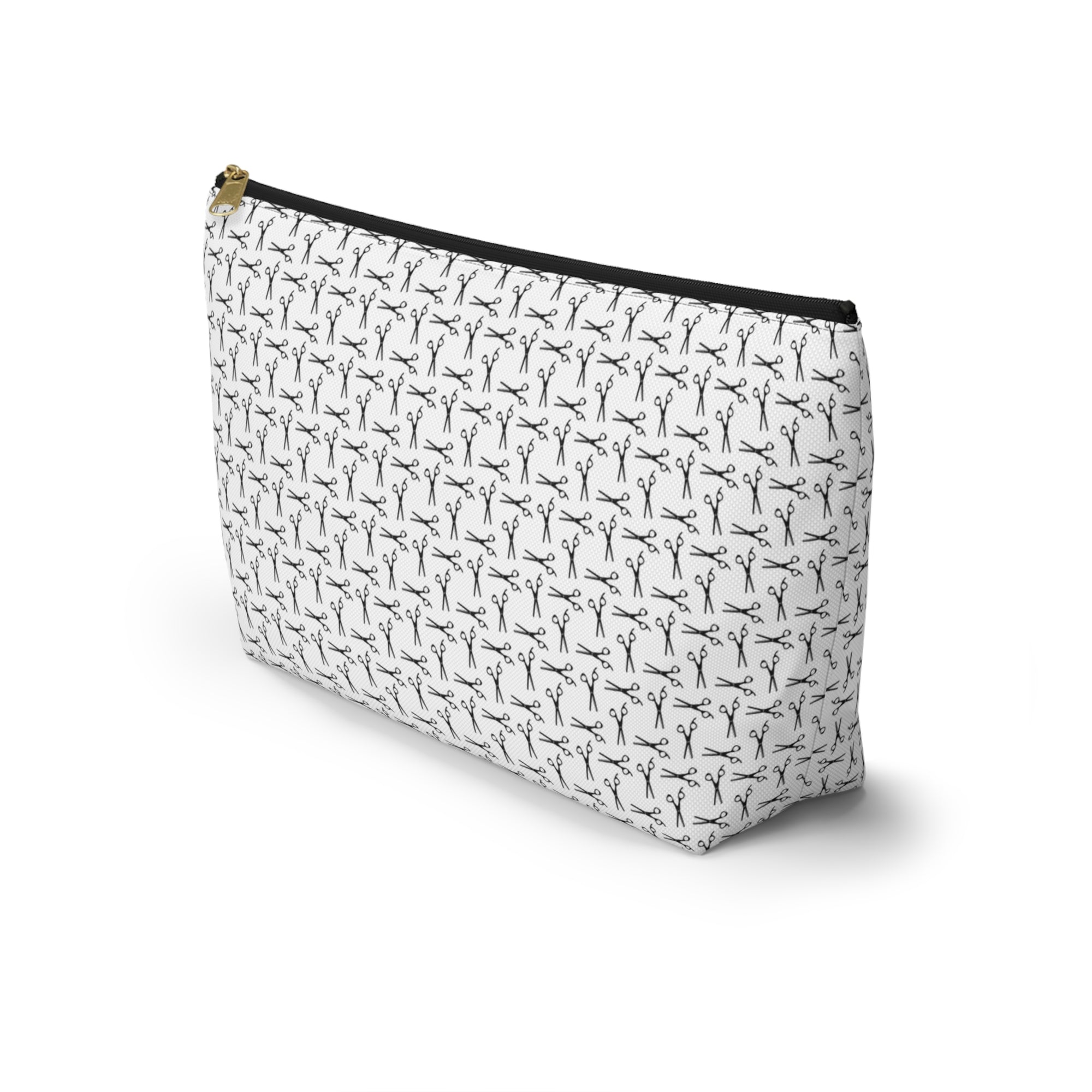 Shears Pattern Accessory Pouch — Minimal Grey Pattern Makeup & Travel Organizer