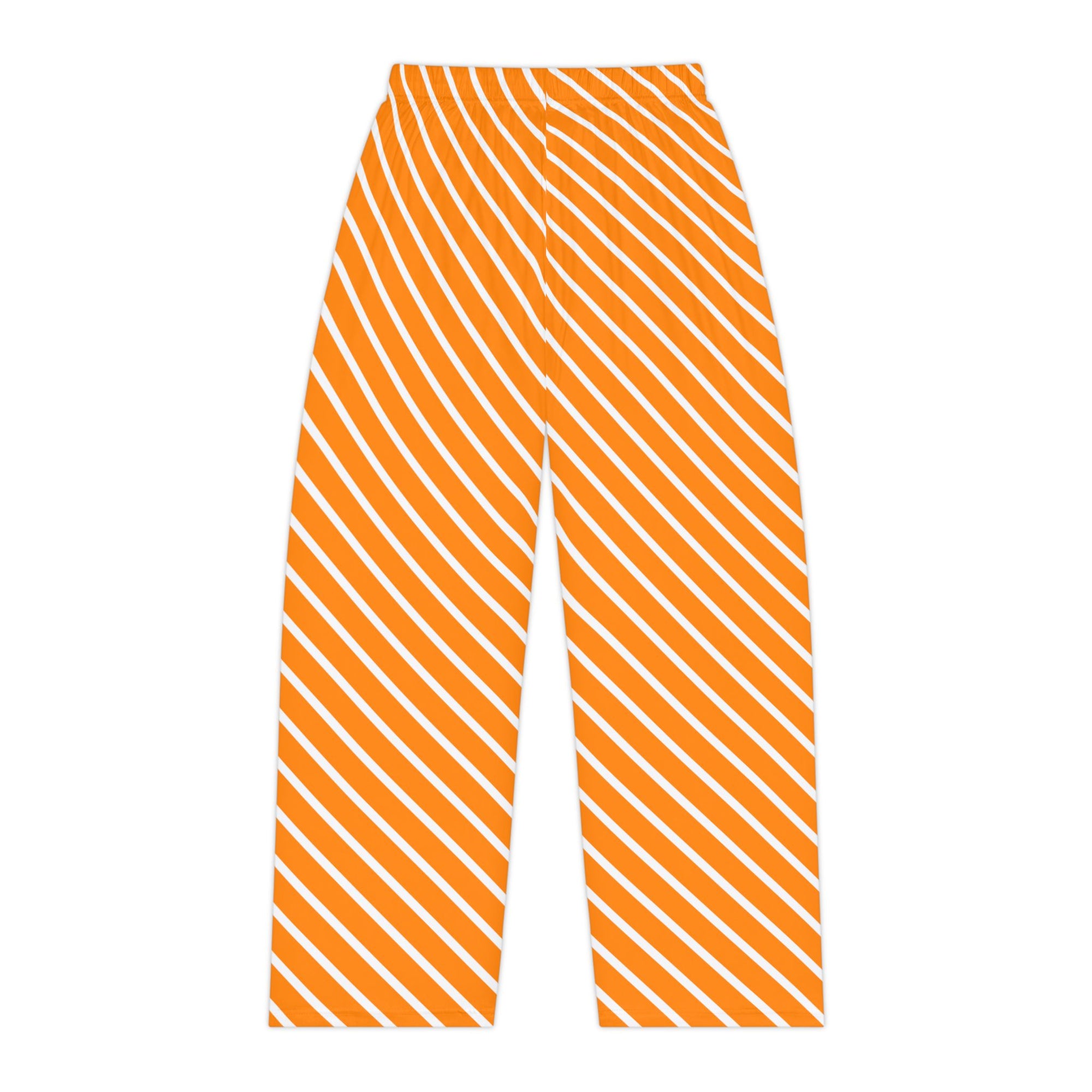 Orange Diagonal Stripe Pajama Pants — Women's Cozy Lounge Sleepwear