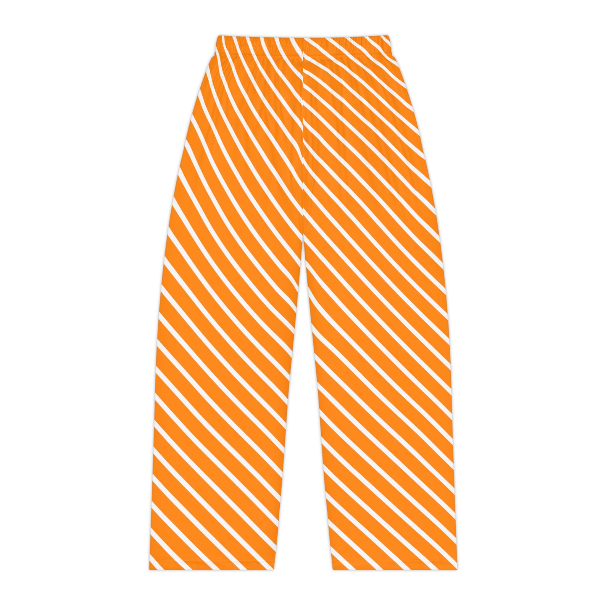 Orange Diagonal Stripe Pajama Pants — Women's Cozy Lounge Sleepwear