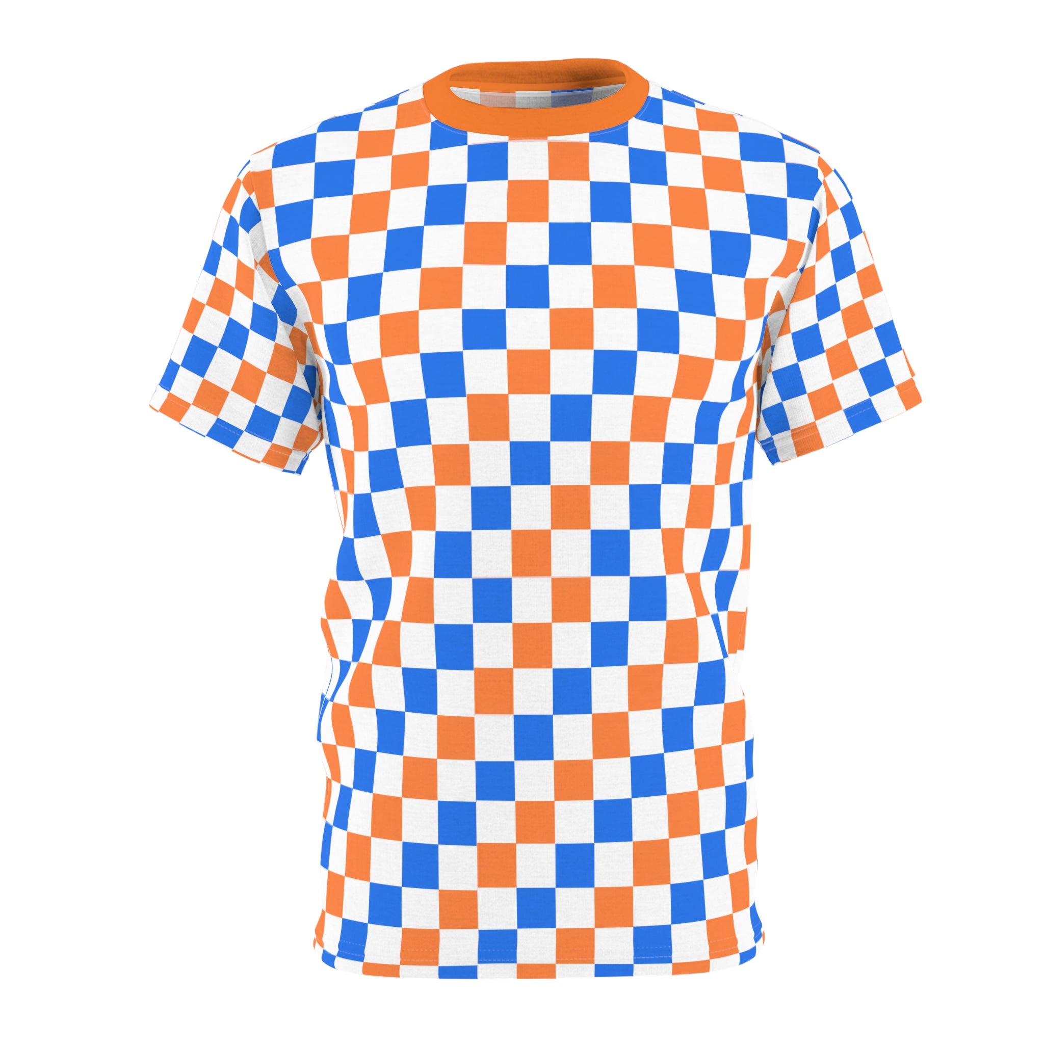 Orange & Blue Checkerboard All-Over Print Tee