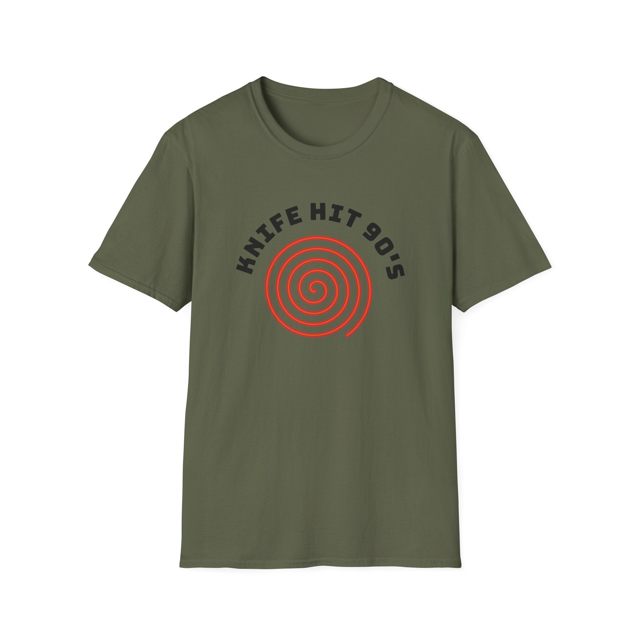 Knife Hit 90s spiral graphic T-Shirt | Freezer Buddy back print