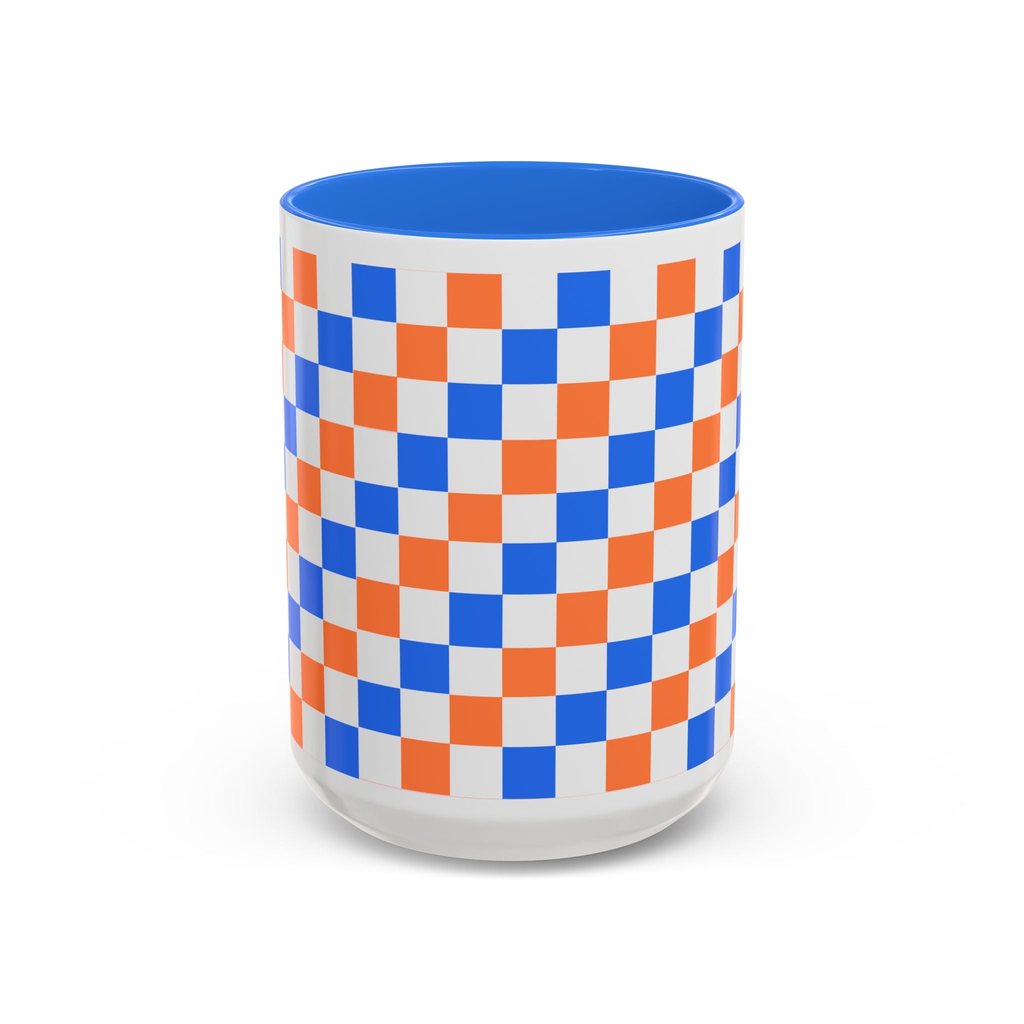 Blue & Orange Checkerboard Ceramic Mug (11oz/15oz)