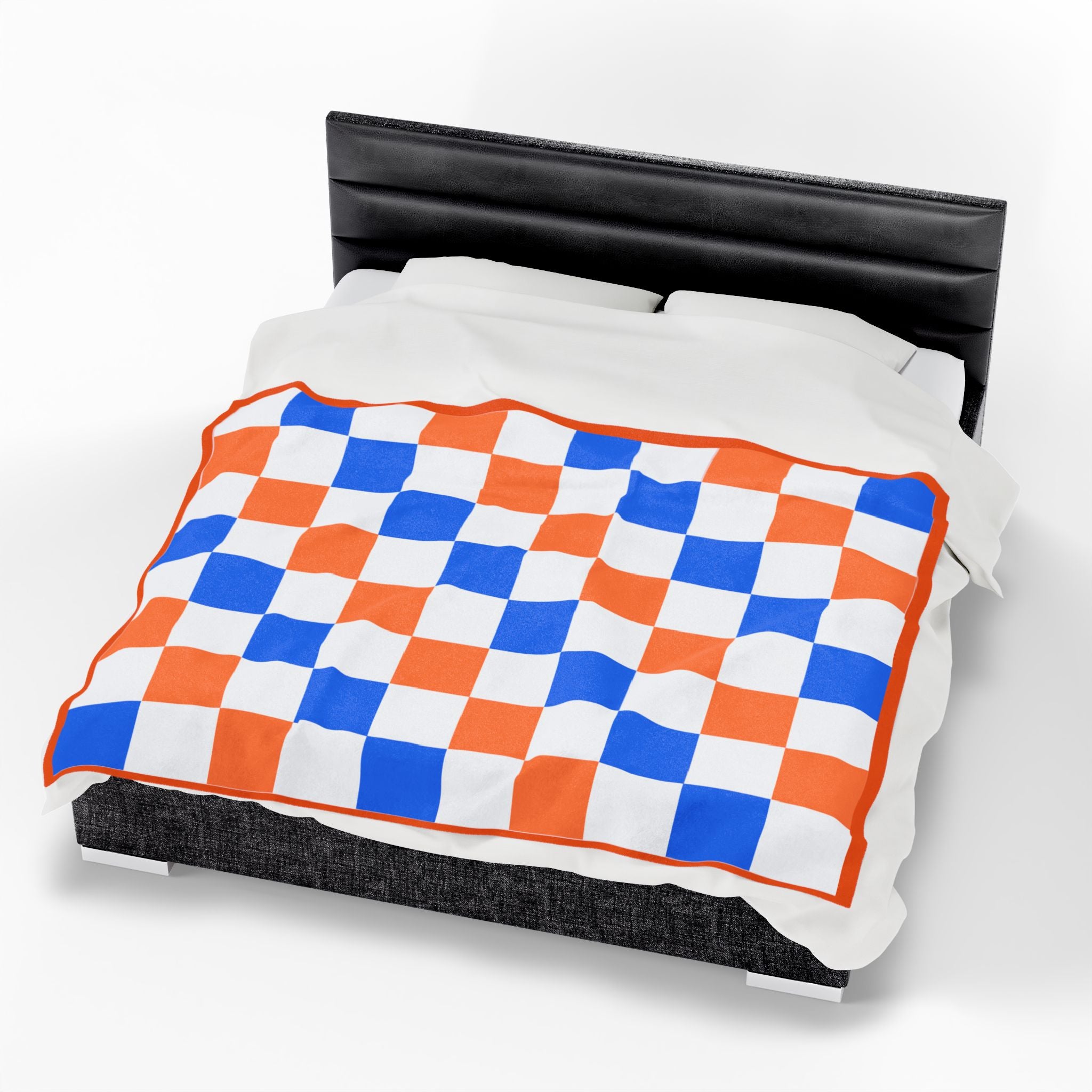 Broncos Checkered Velveteen Plush Blanket