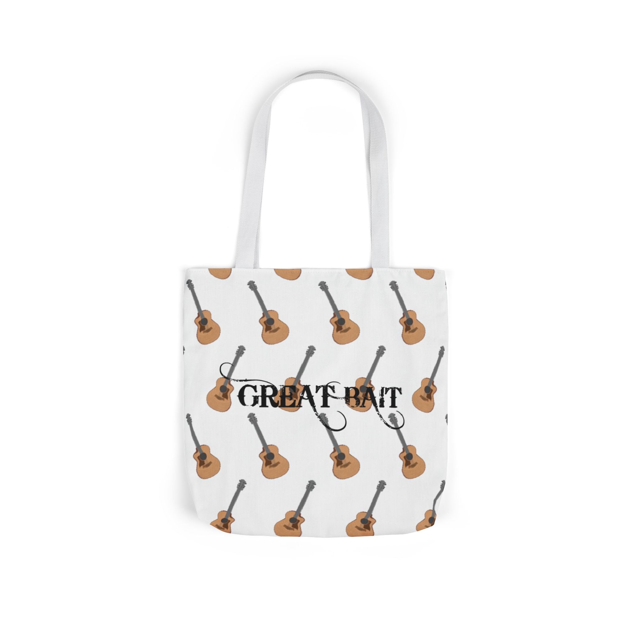 Great Bait, Acoustic Guitar Pattern Canvas Tote  Music Lover Shoulder Bag