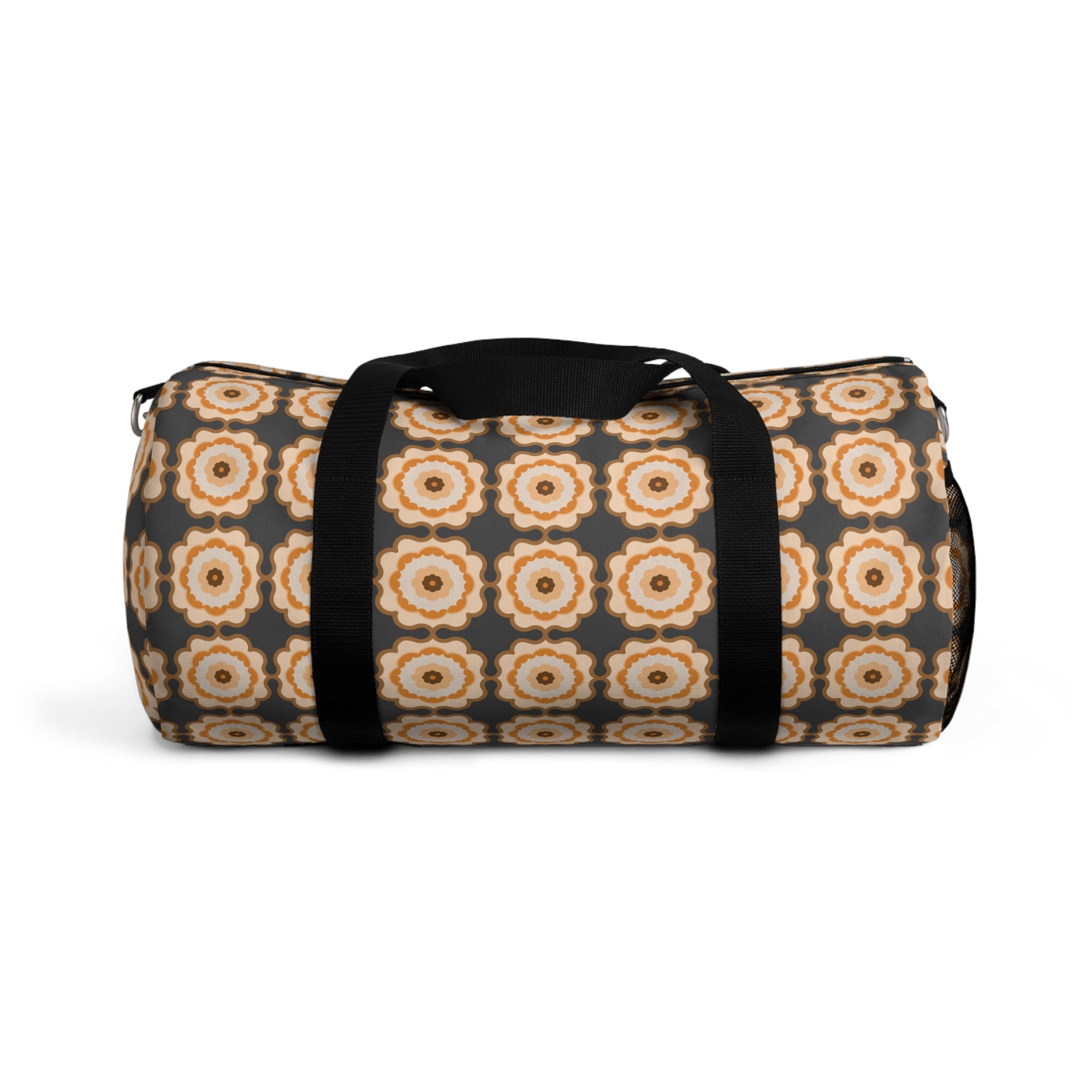 Retro Floral Pattern Duffel Bag – Beige Brown Boho Travel Gym Tote