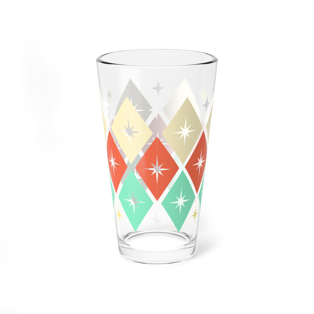 Mid-Century Diamond Mixing Glass — 16oz Retro Cocktail Shaker Glass