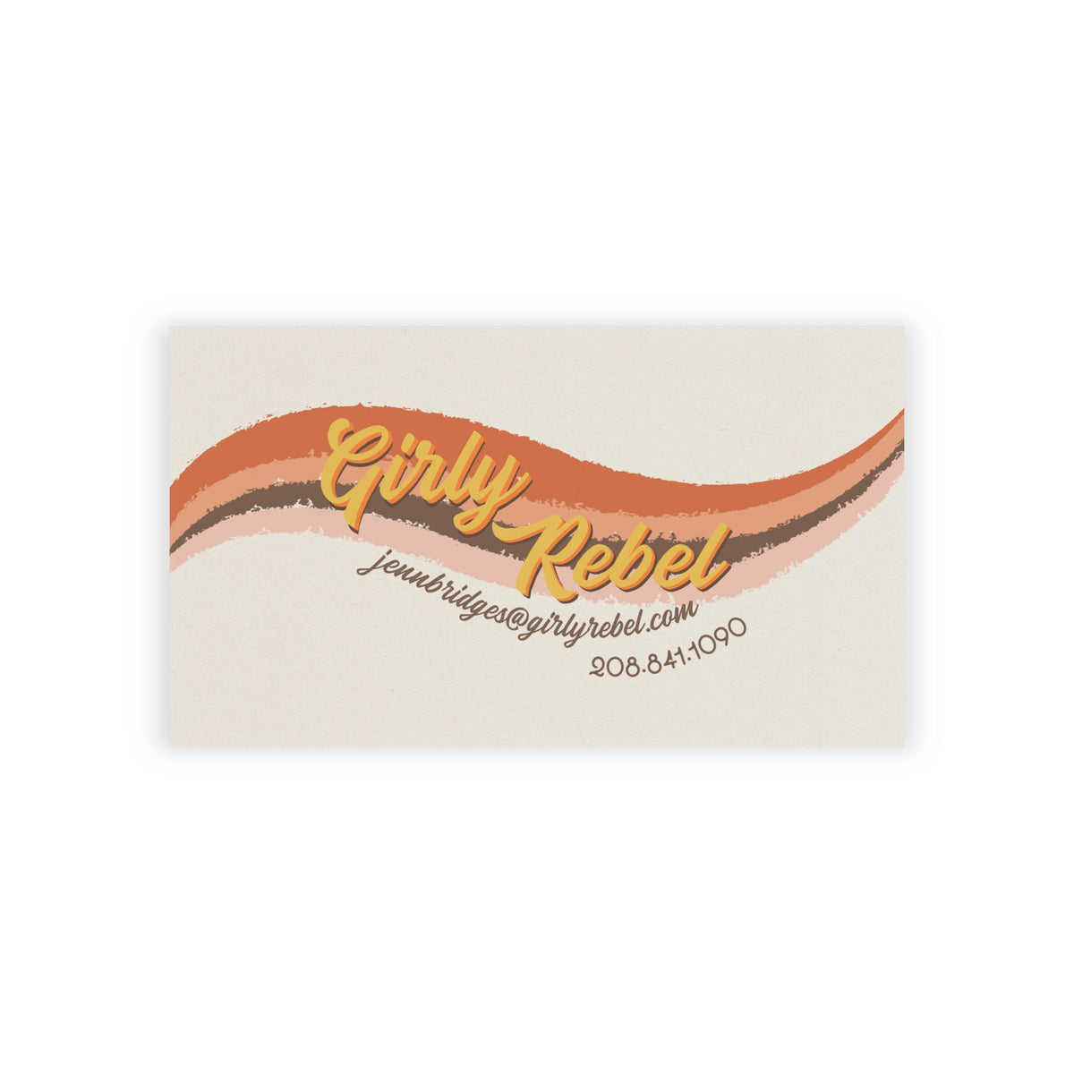 Retro Girly Rebel Business Cards — Vintage Wave Logo Card for Female Entrepreneurs