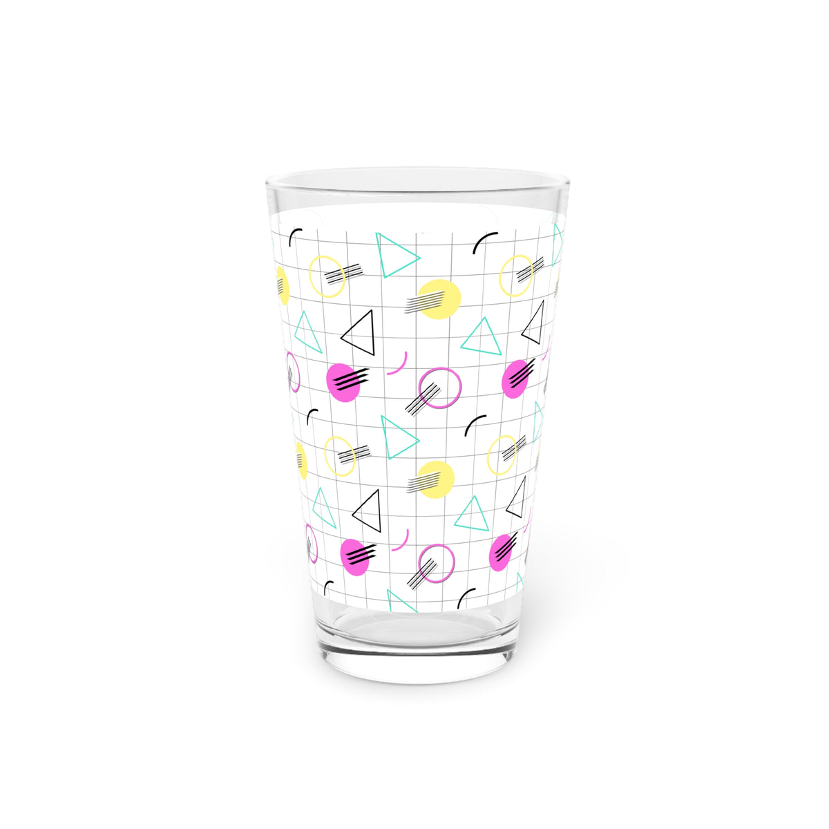 16oz Pint Glass — Retro 80s Memphis Pattern Beer Glass