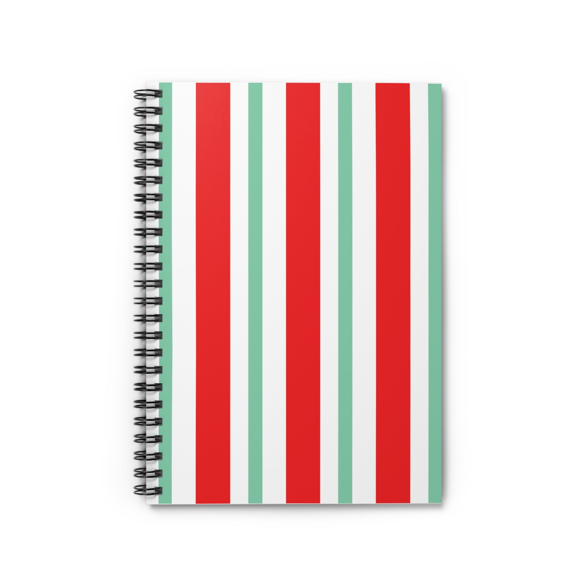 Red and Mint Vertical Stripe Notebook