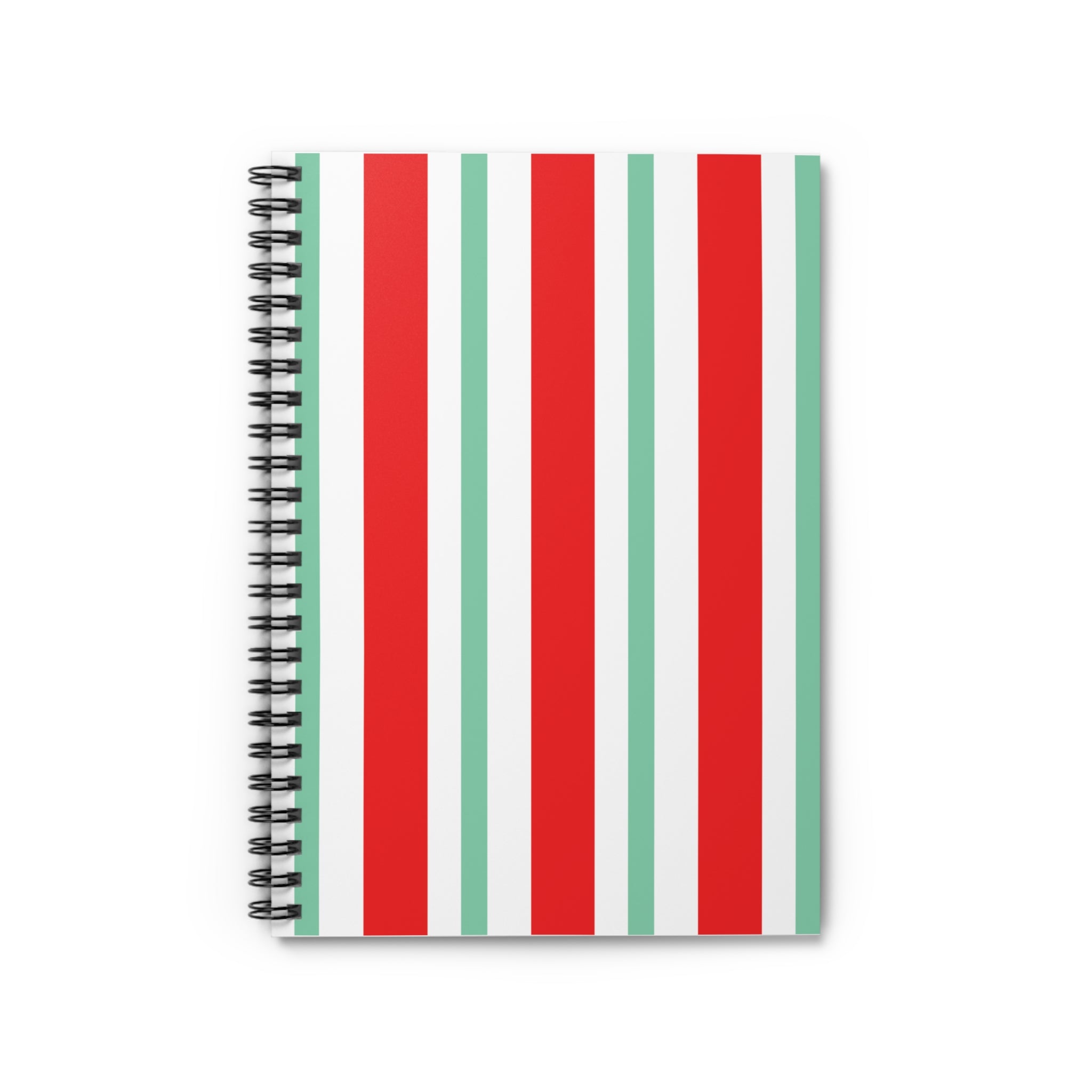 Red and Mint Vertical Stripe Notebook