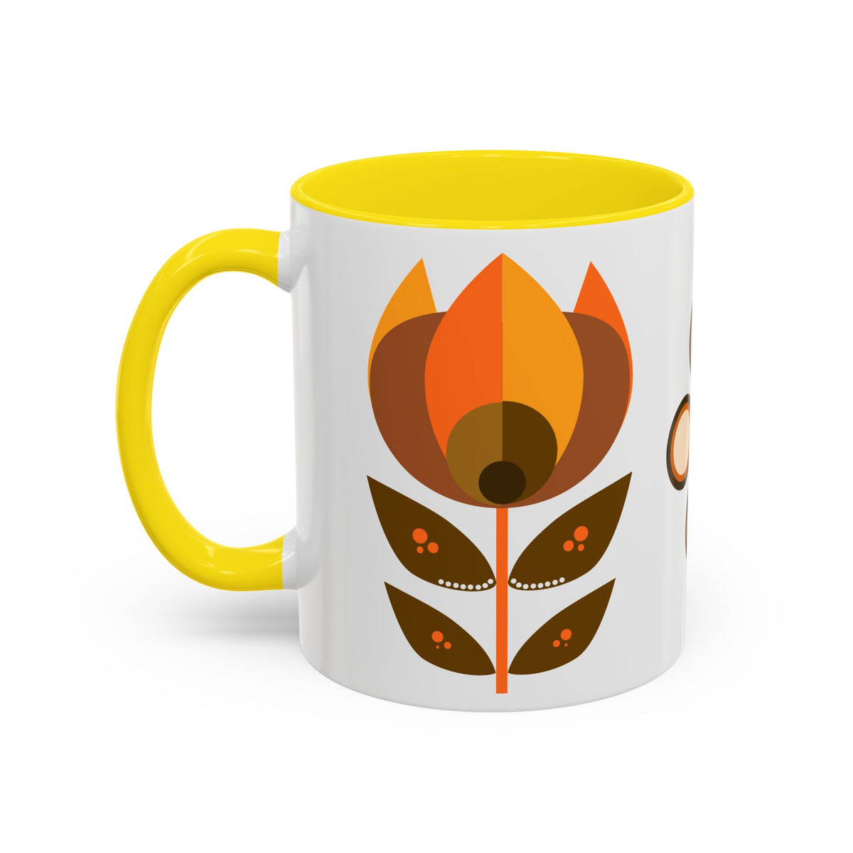 Retro Mid-Century Modern Floral Accent Coffee Mug