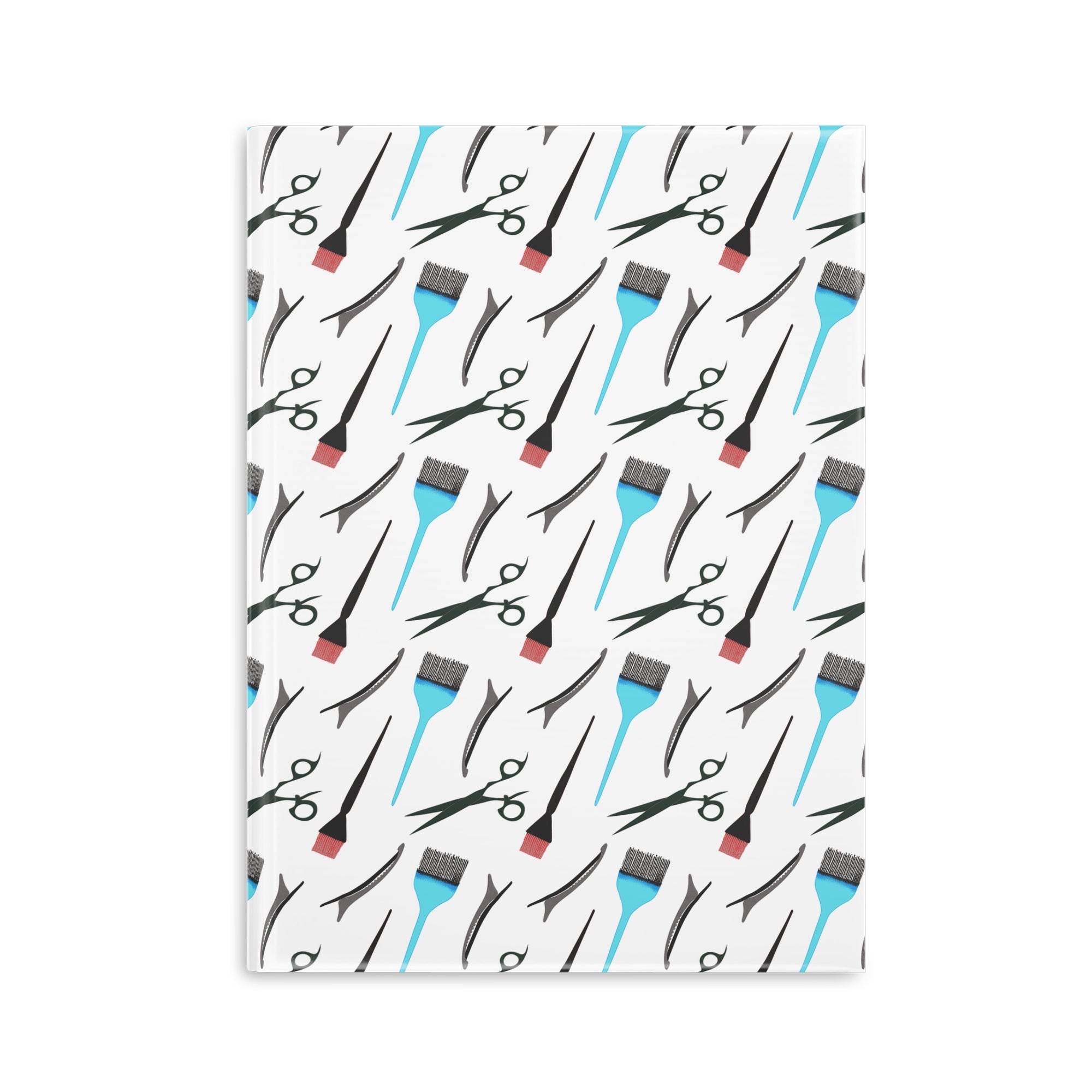 Stylist's Tools Hardcover Notebook | Scissors Brush Comb Pattern Journal