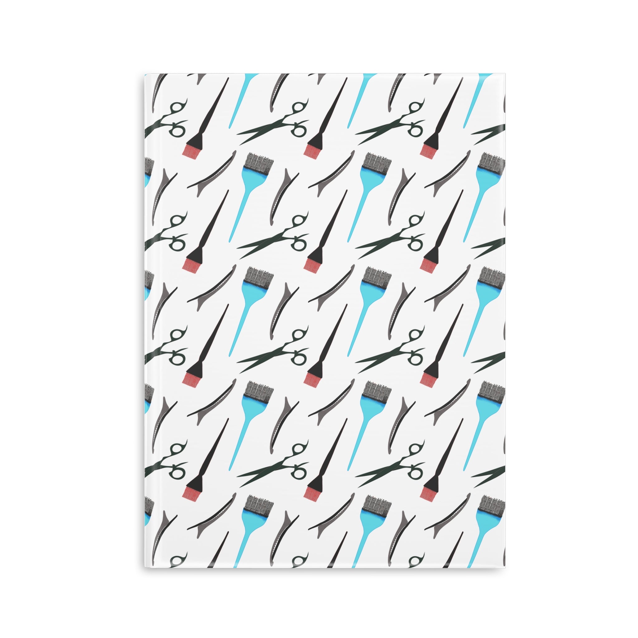 Stylist's Tools Hardcover Notebook | Scissors Brush Comb Pattern Journal