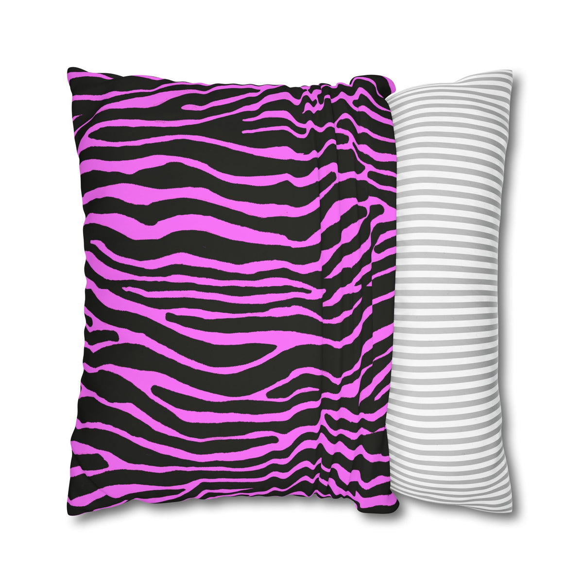 Pink & Black Zebra Print Pillowcase – Square Decorative Throw Pillow