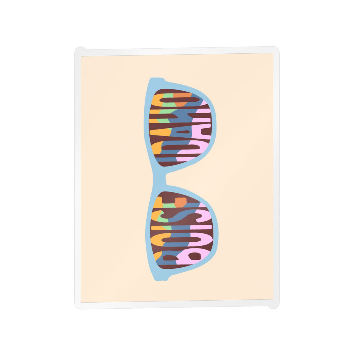 Boise, Idaho Sunglasses Kiss-Cut Vinyl Sticker — Colorful Retro Pattern Decal