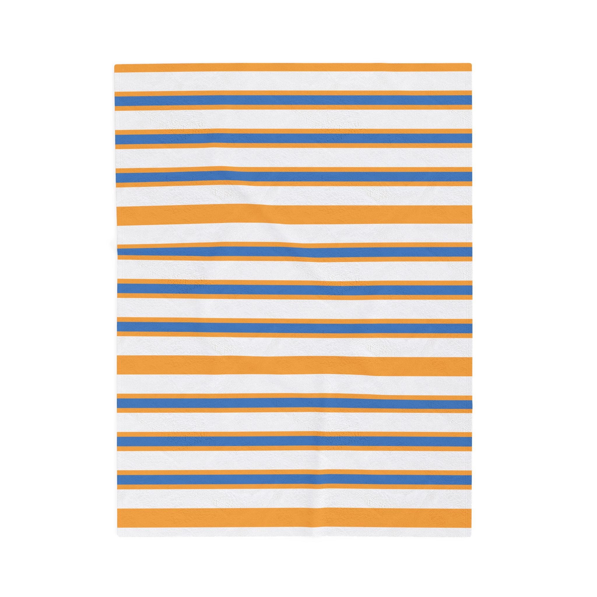 Striped Velveteen Plush Blanket – Retro Gold & Blue Cozy Throw