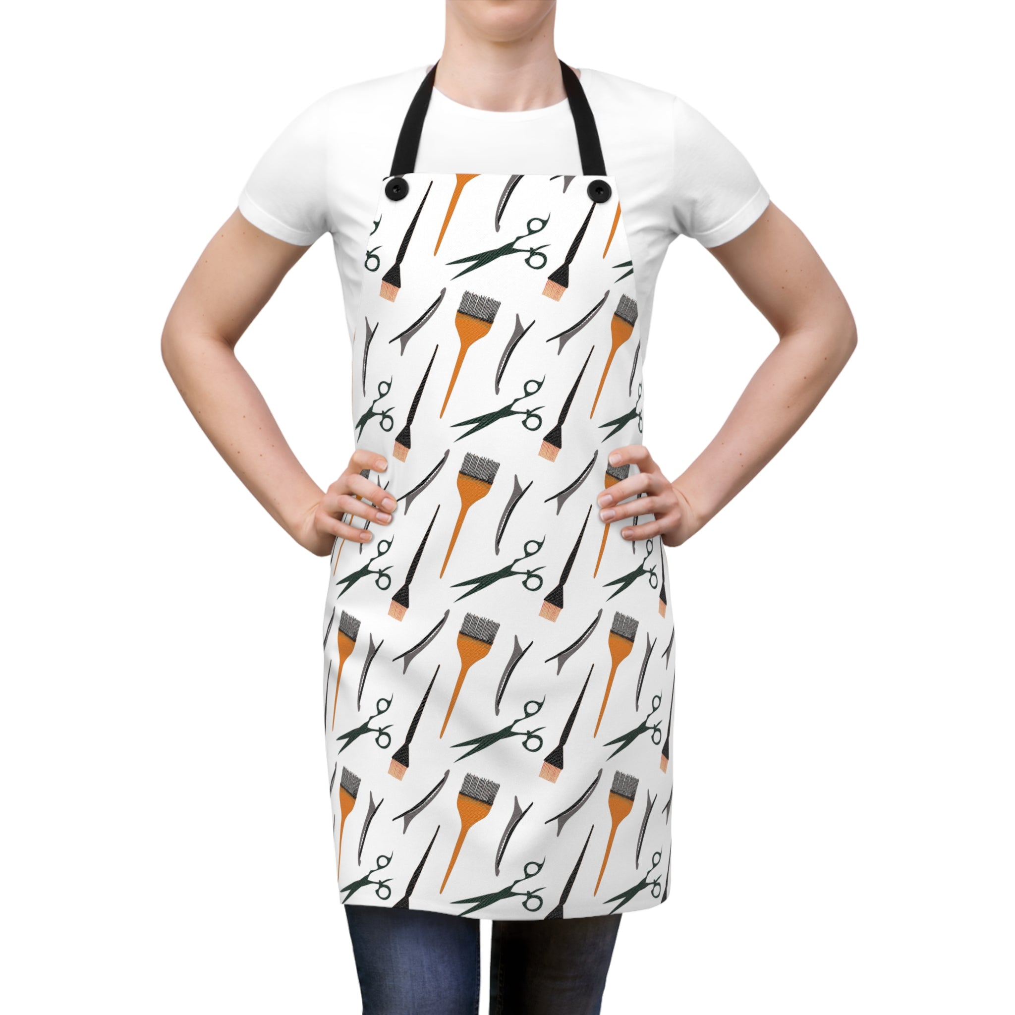 Stylist Tools Apron | scissors brush comb pattern all-over print