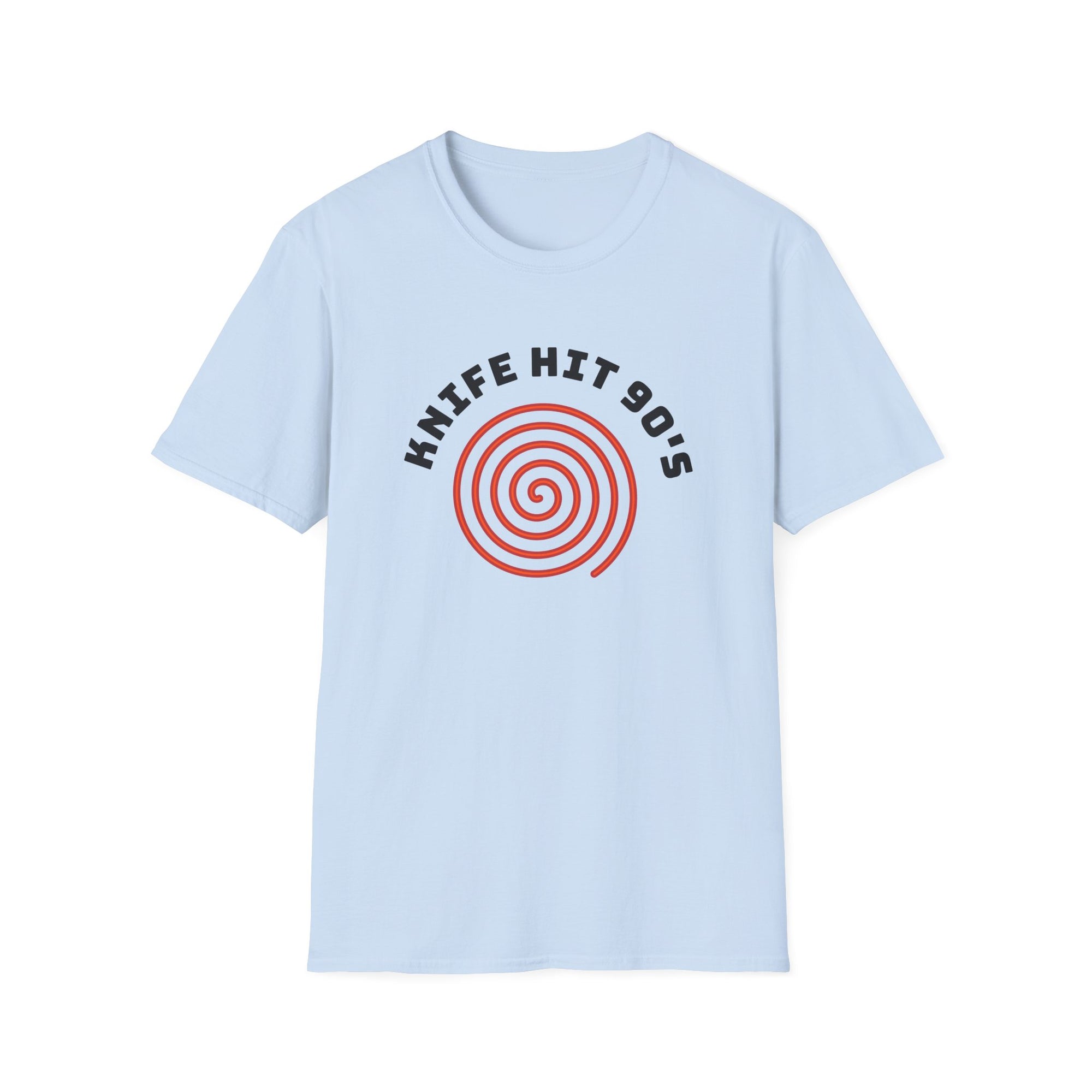 Knife Hit 90s spiral graphic T-Shirt | Freezer Buddy back print