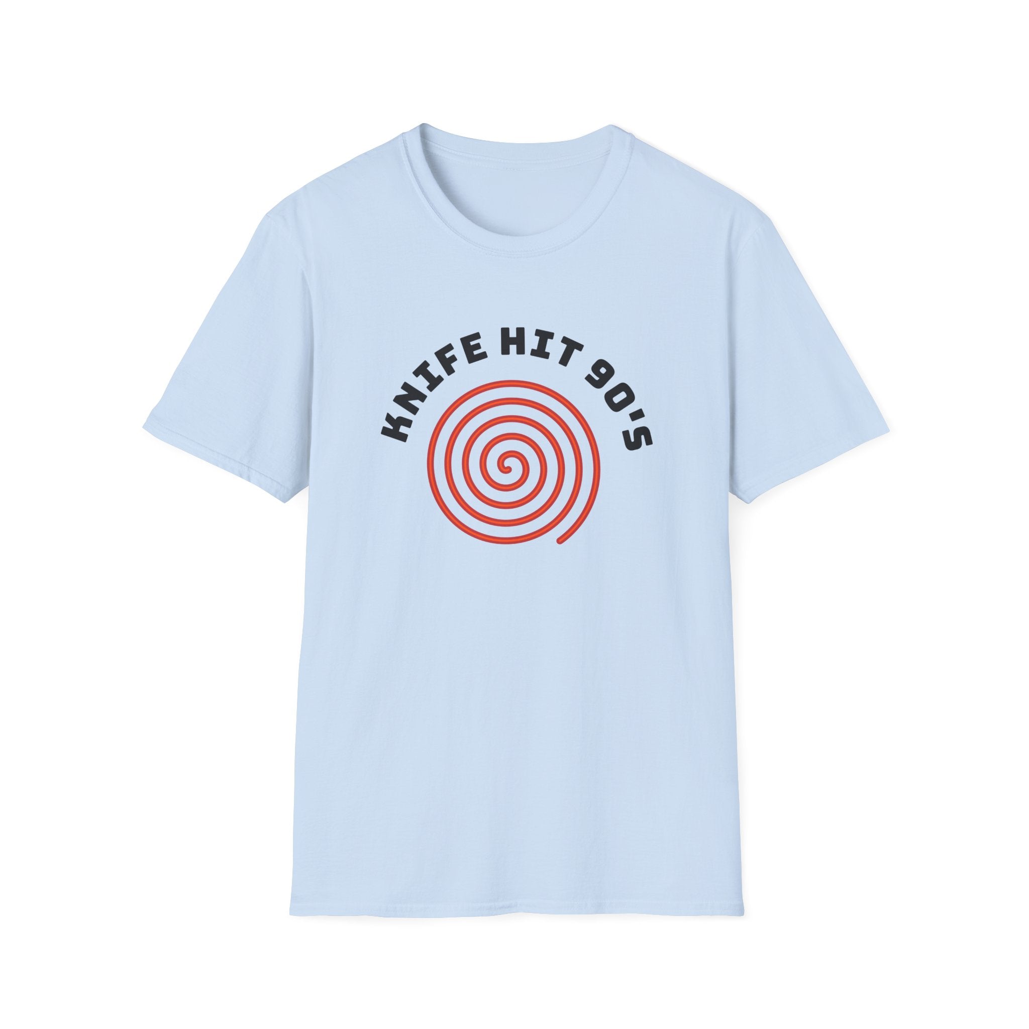 Knife Hit 90s spiral graphic T-Shirt | Freezer Buddy back print