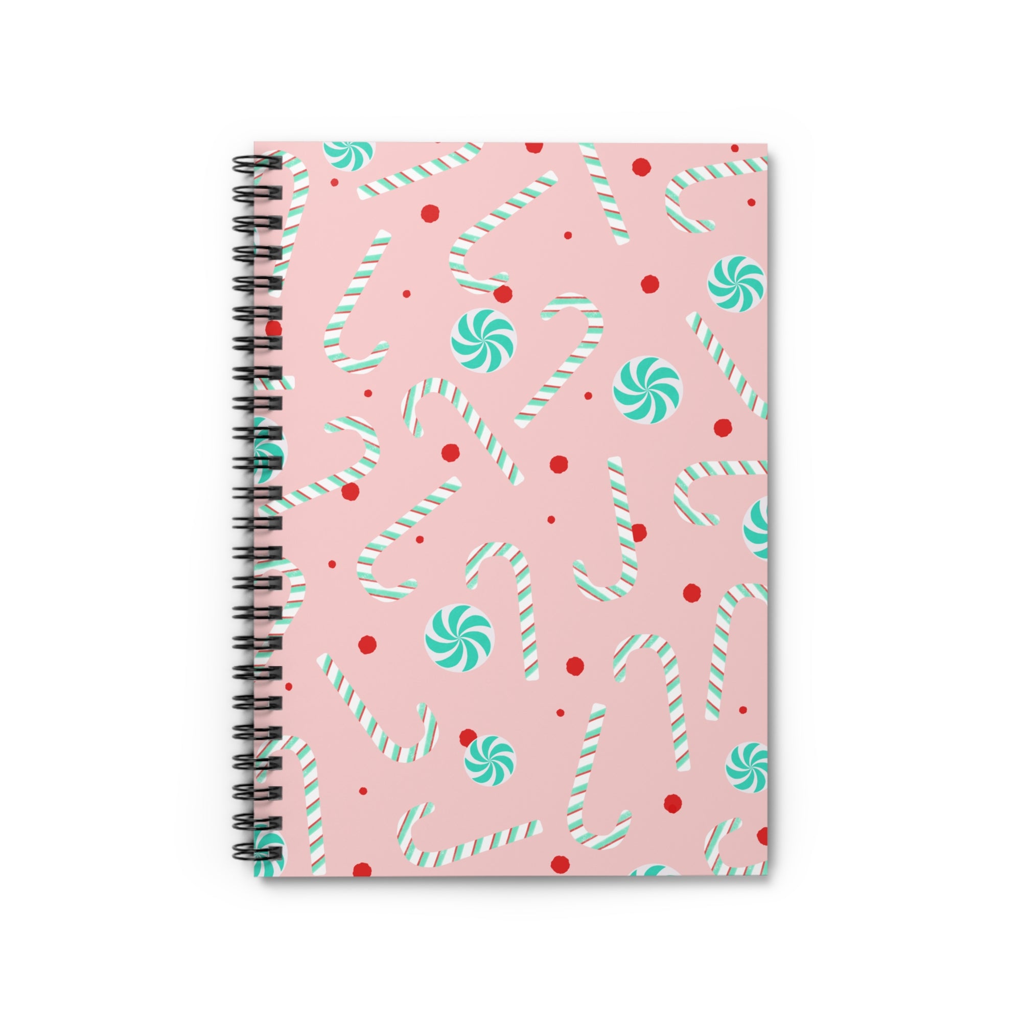 Candy Cane Pattern Notebook | Pink Peppermint Spiral Notebook