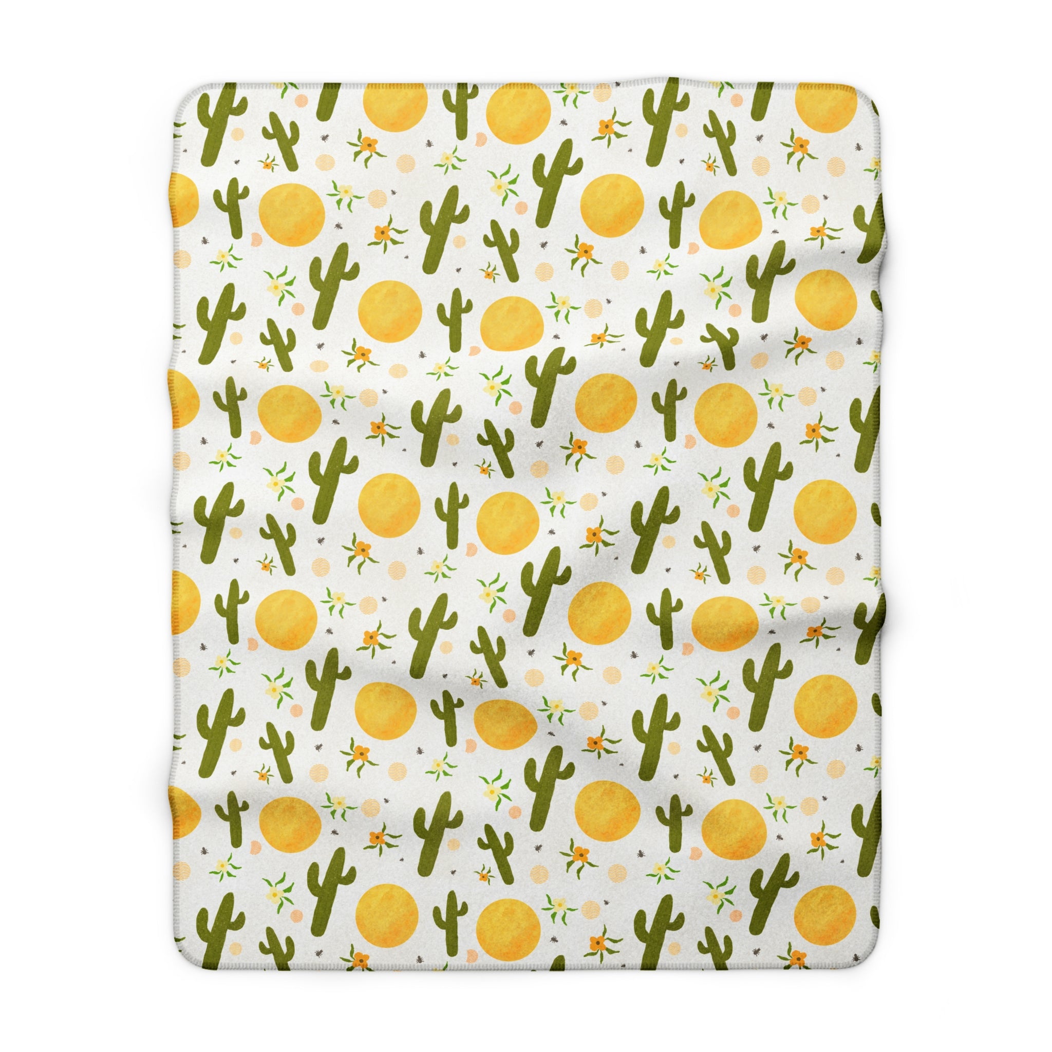 Prickly Paradise Sunny Skies Sherpa Blanket — Cozy Desert Print Throw