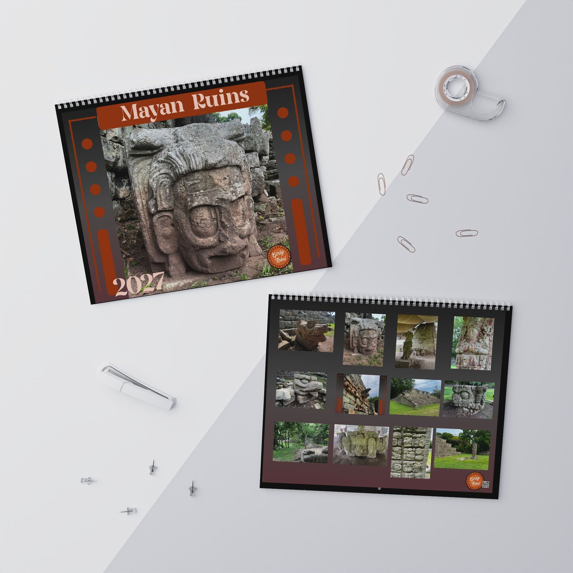 Mayan Ruins Wall Calendar 2027 — Copan Historical Ruins Photography Calendar