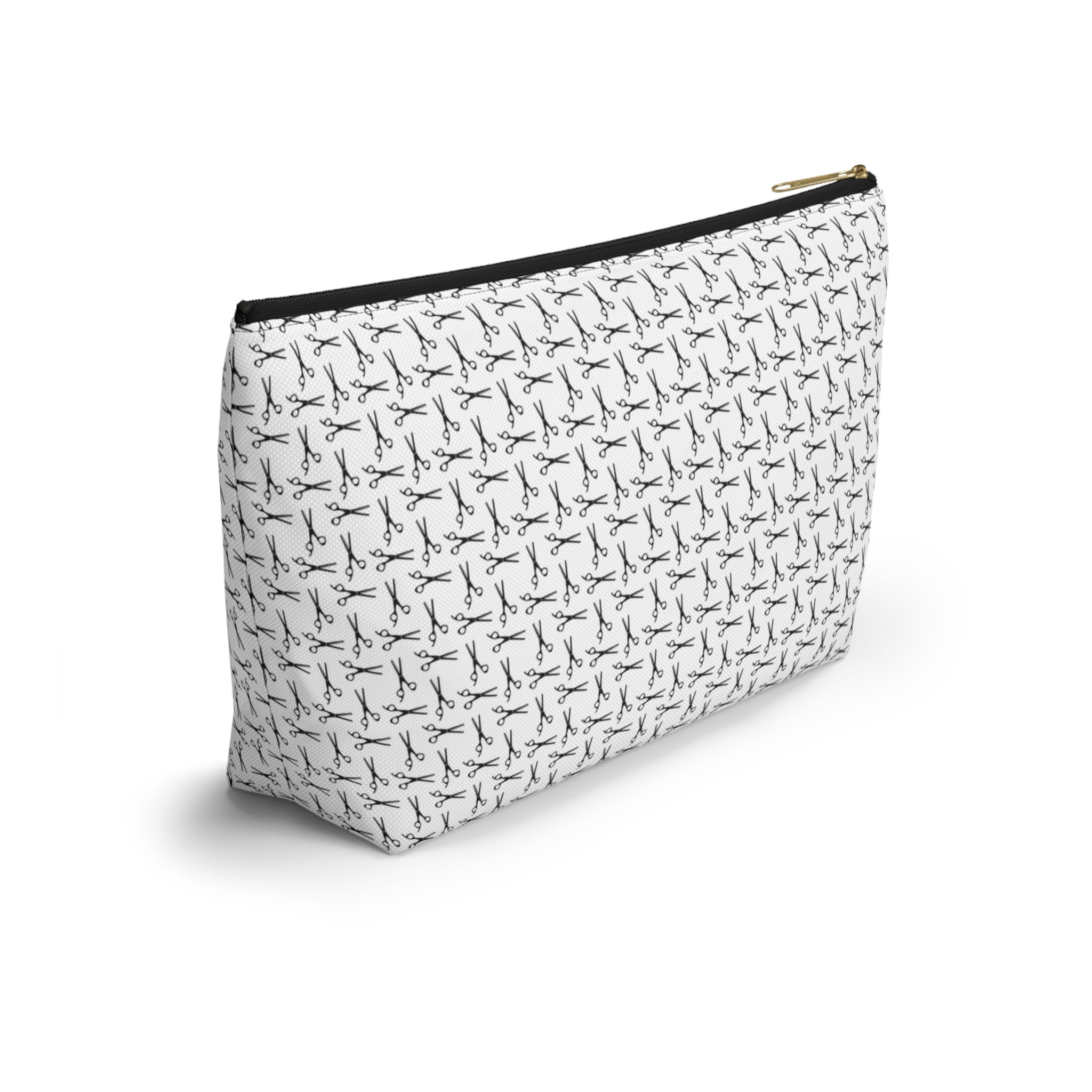Shears Pattern Accessory Pouch — Minimal Grey Pattern Makeup & Travel Organizer
