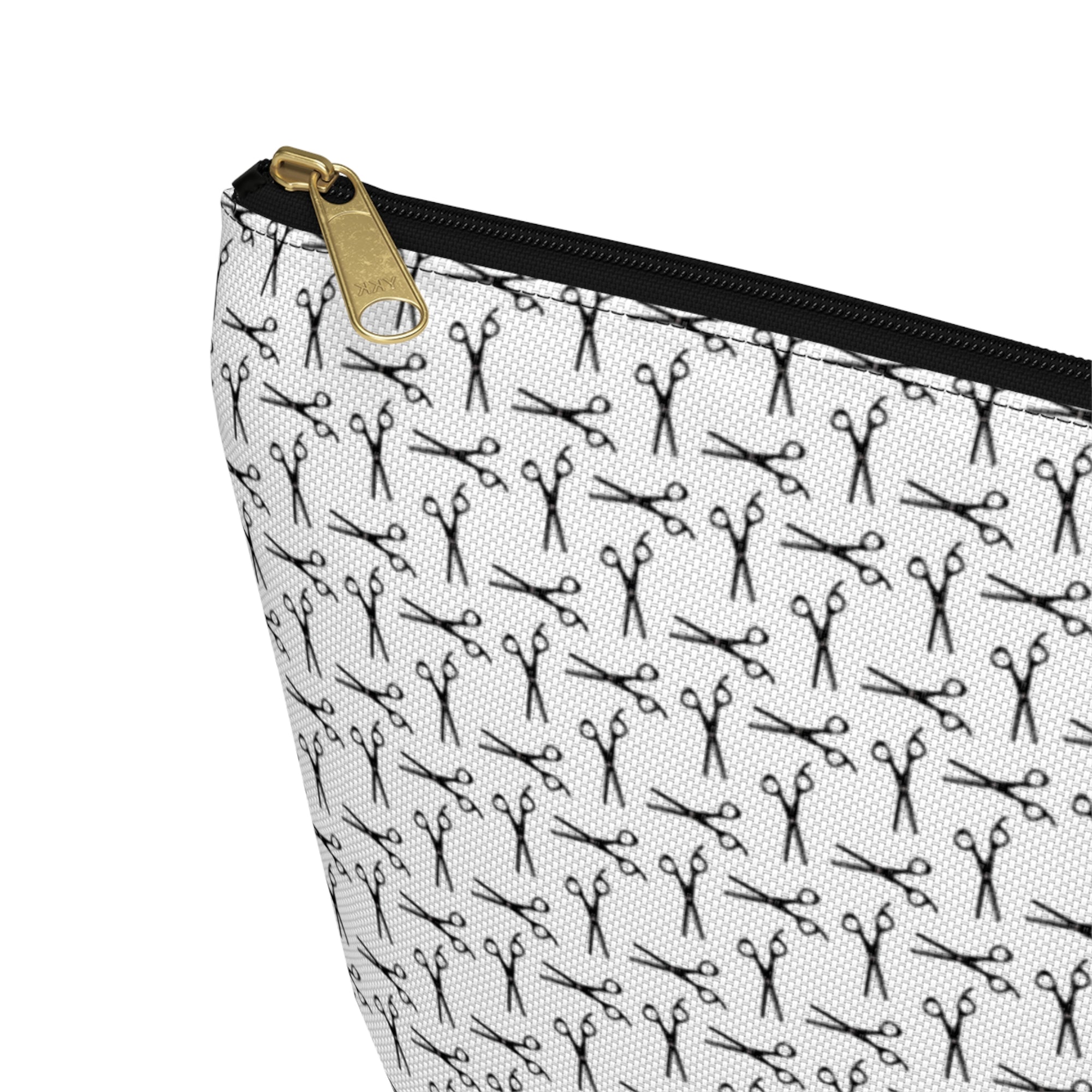 Shears Pattern Accessory Pouch — Minimal Grey Pattern Makeup & Travel Organizer
