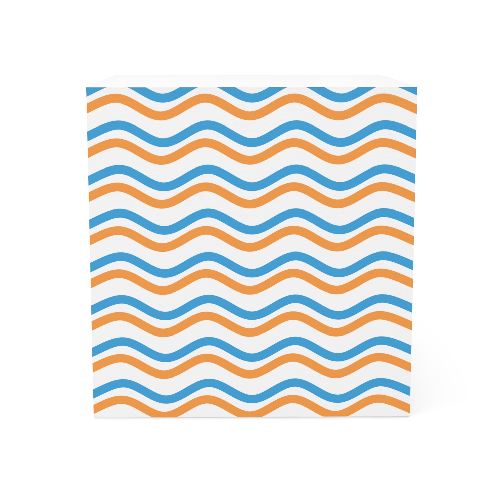 Wavy Stripe Note Cube — Blue & Orange Desk Memo Block
