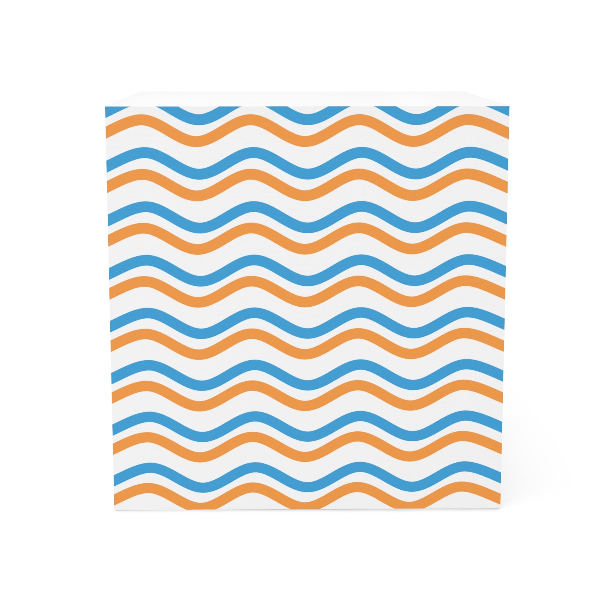 Wavy Stripe Note Cube — Blue & Orange Desk Memo Block