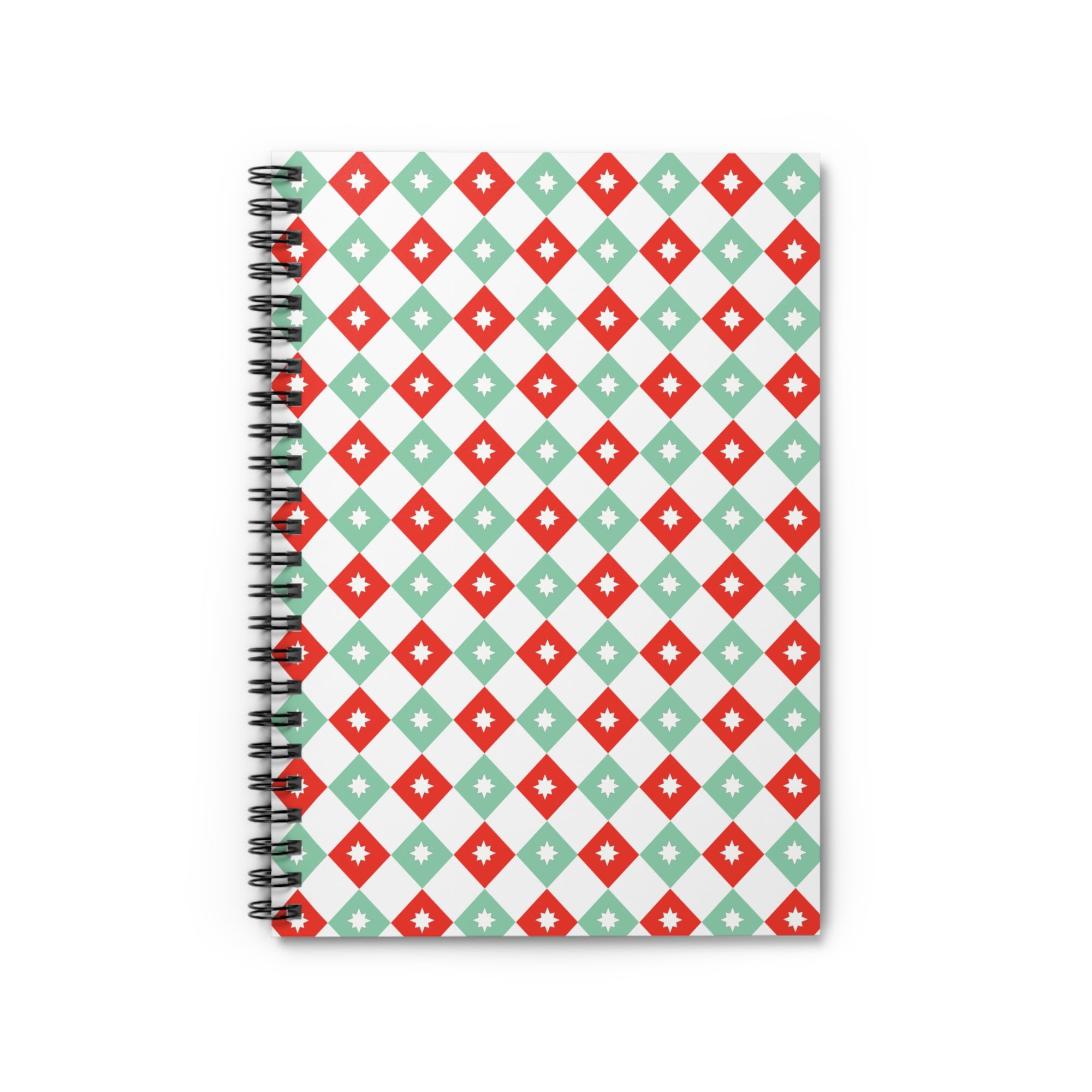 Red Teal Diamond Pattern Spiral Notebook | Ruled Notebook