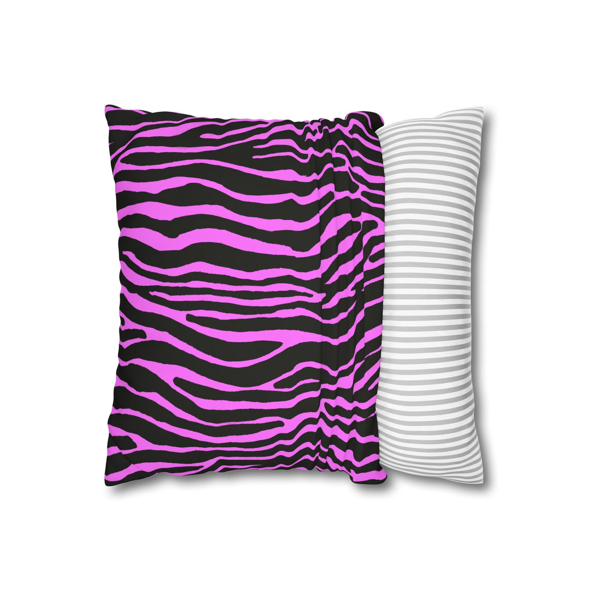 Pink & Black Zebra Print Pillowcase – Square Decorative Throw Pillow