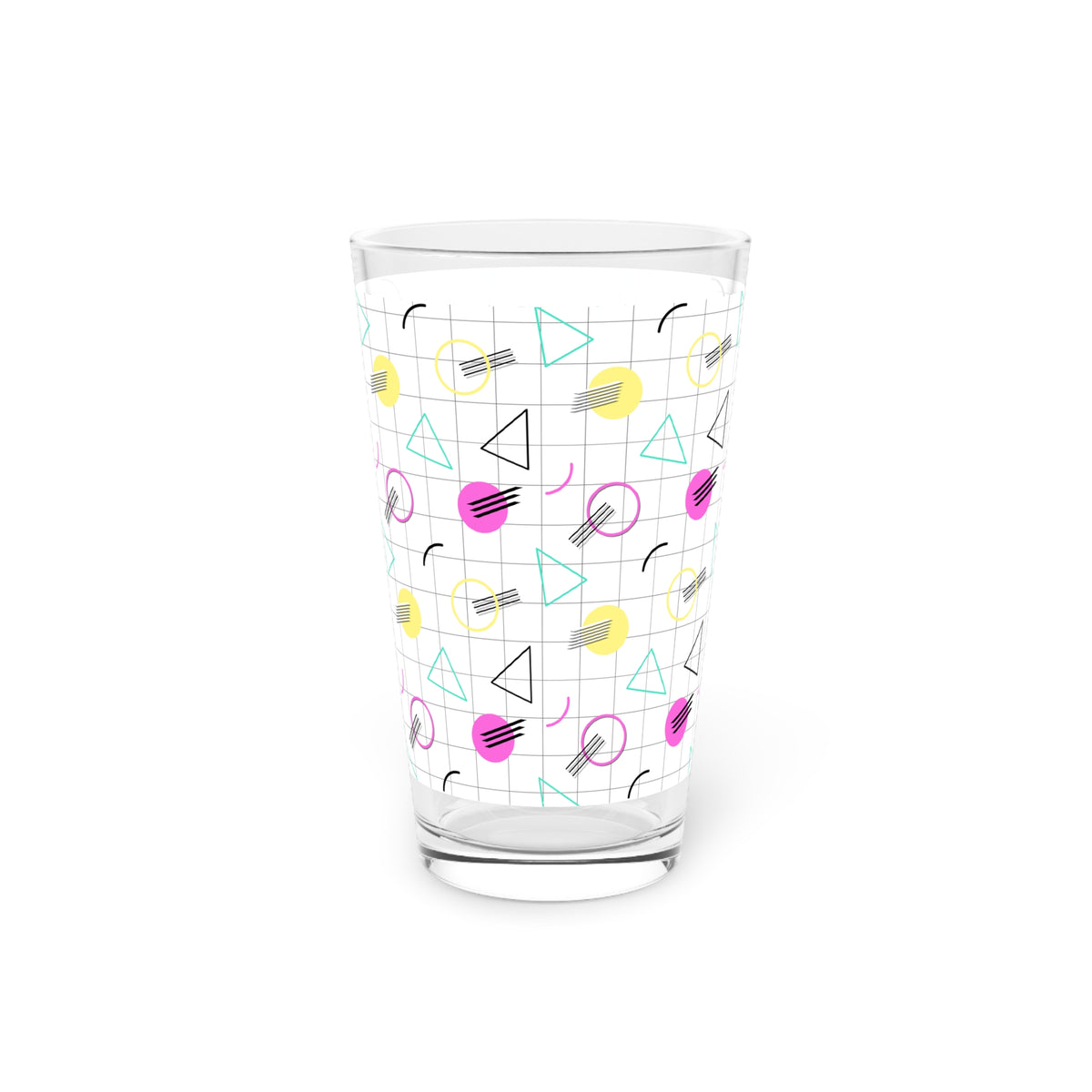 16oz Pint Glass — Retro 80s Memphis Pattern Beer Glass