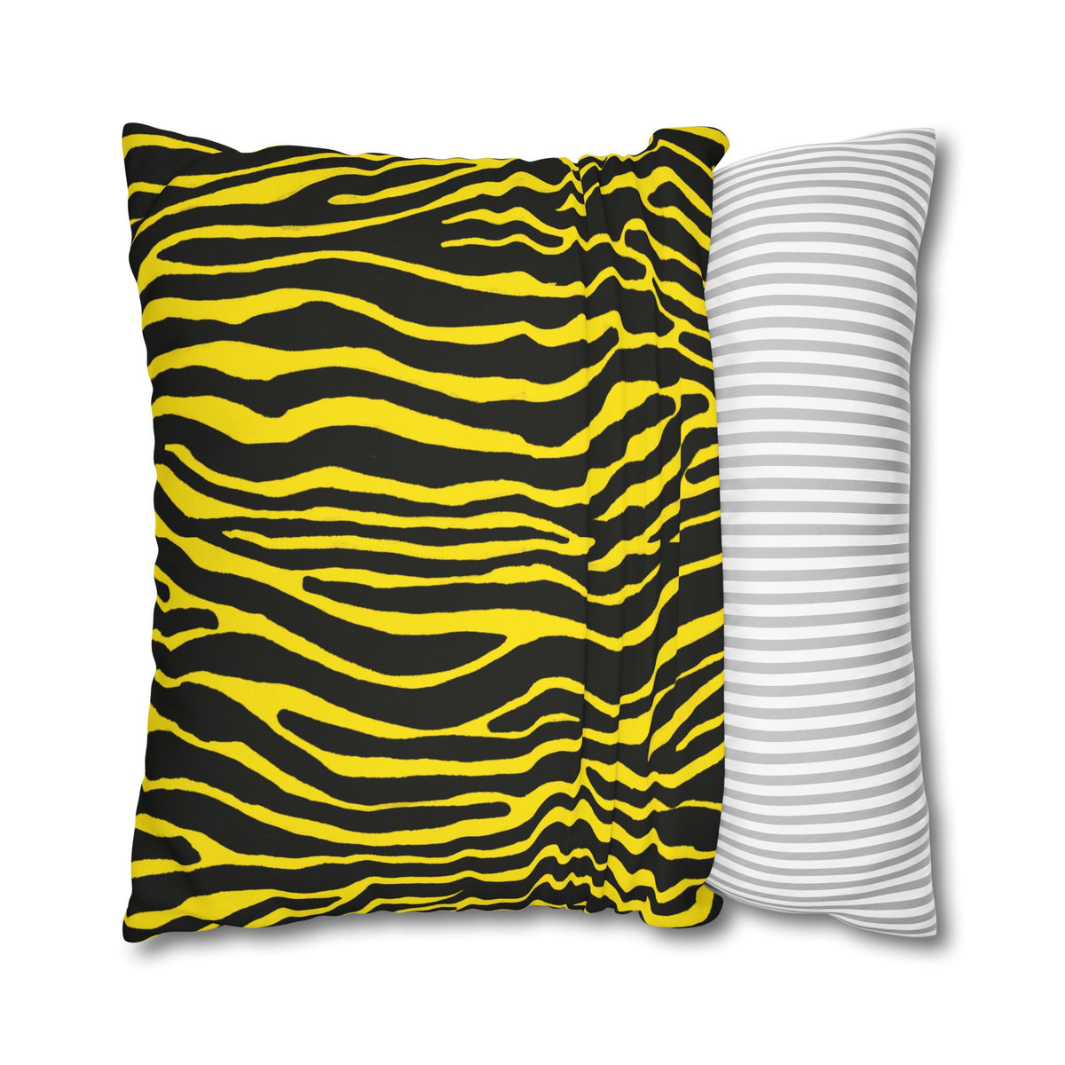 Yellow Black Zebra Print Pillowcase – Square Decorative Throw Pillow