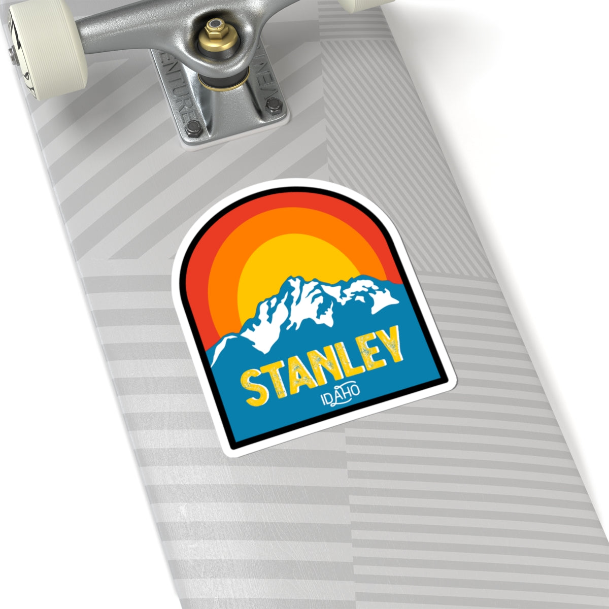 Stanley, Idaho Mountain Sunset Sticker — Retro Outdoor Travel Kiss-Cut Decal